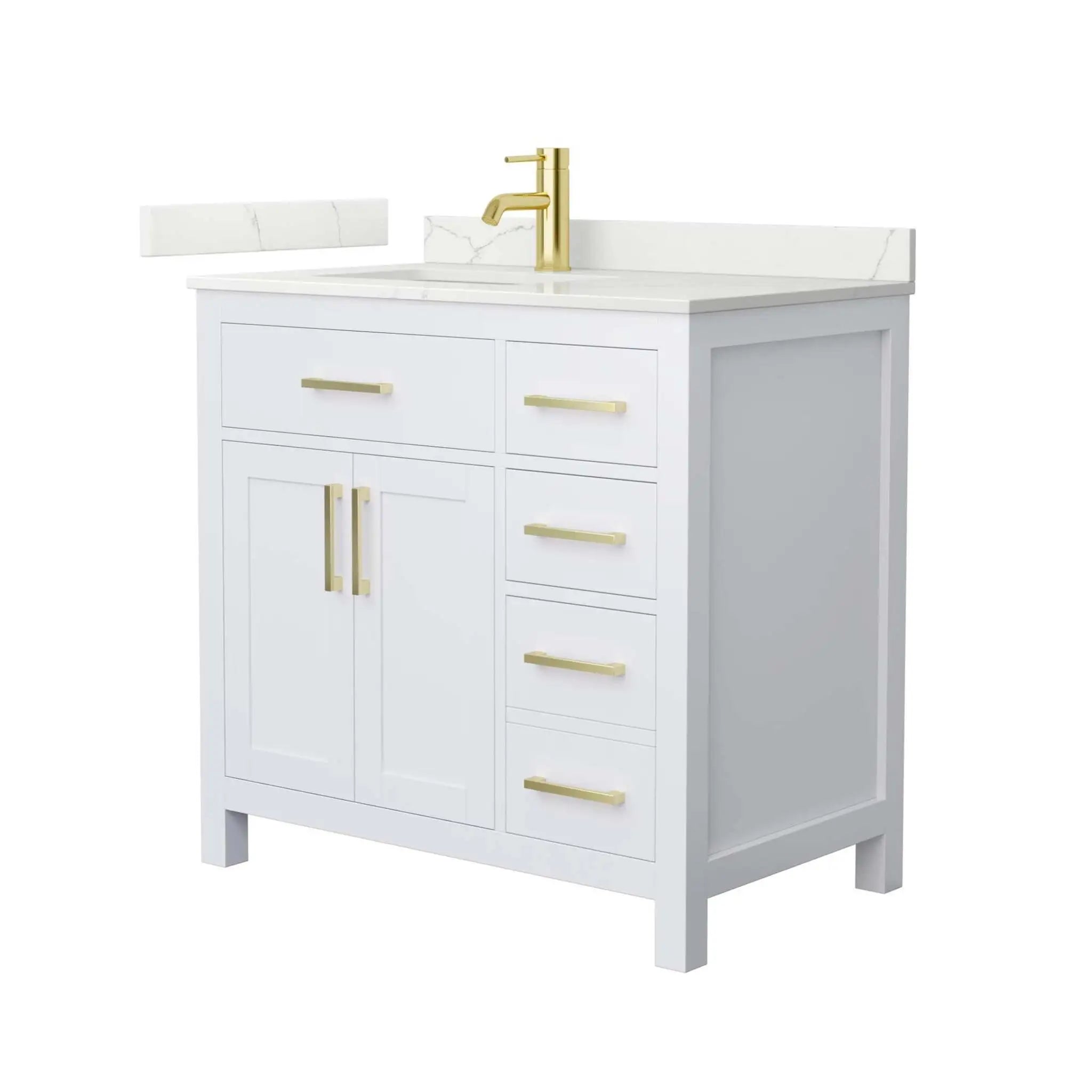 36" Beckett Single Bathroom Vanity in White with Brushed Gold Trim by Wyndham