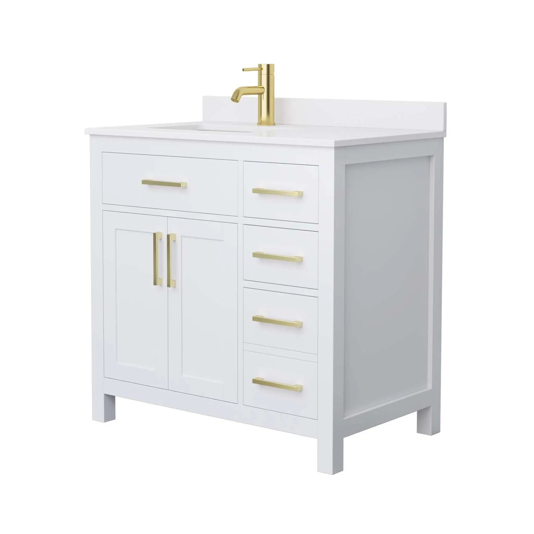 36" Beckett Single Bathroom Vanity in White with Brushed Gold Trim by Wyndham