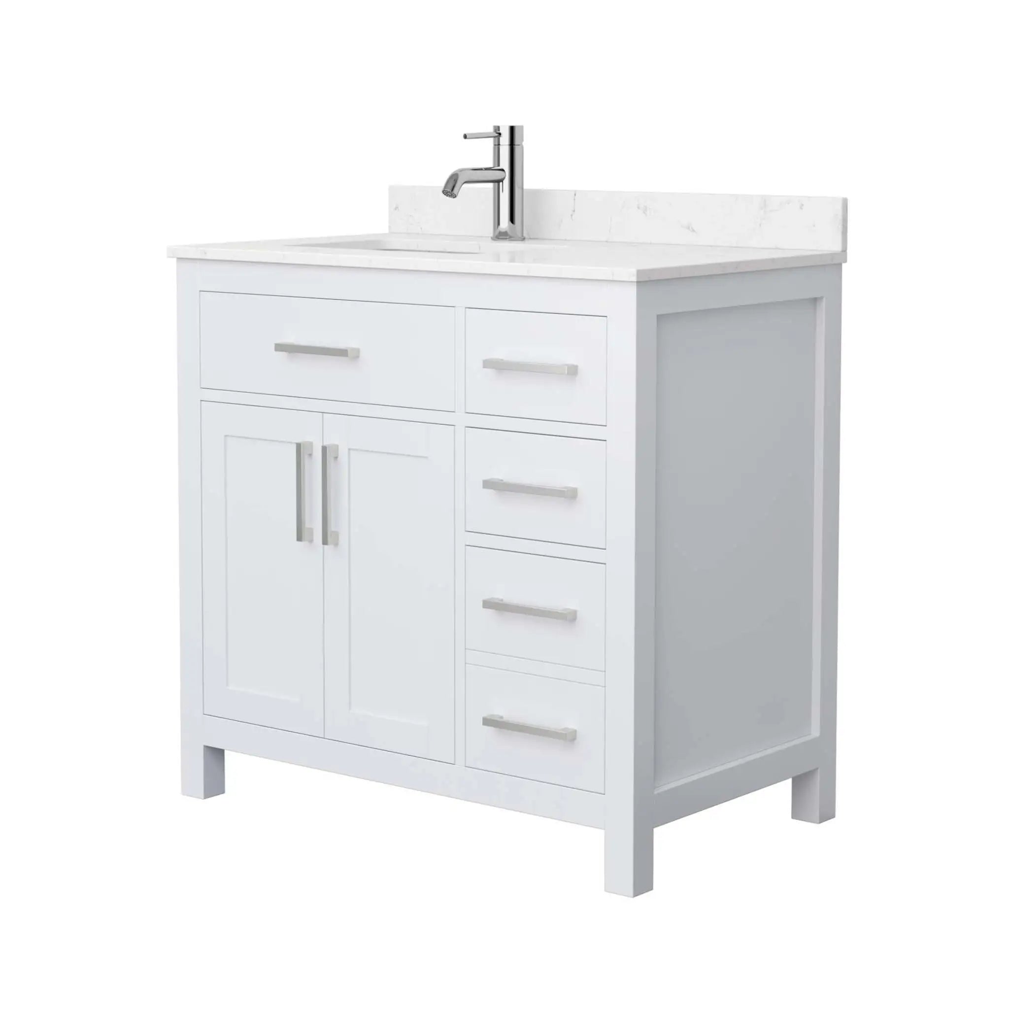 36" Beckett Single Bathroom Vanity in White with Brushed Nickel Trim by Wyndham