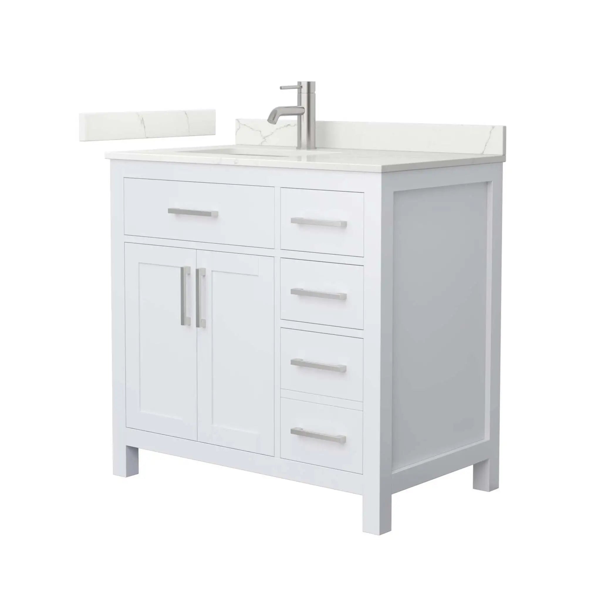 36" Beckett Single Bathroom Vanity in White with Brushed Nickel Trim by Wyndham