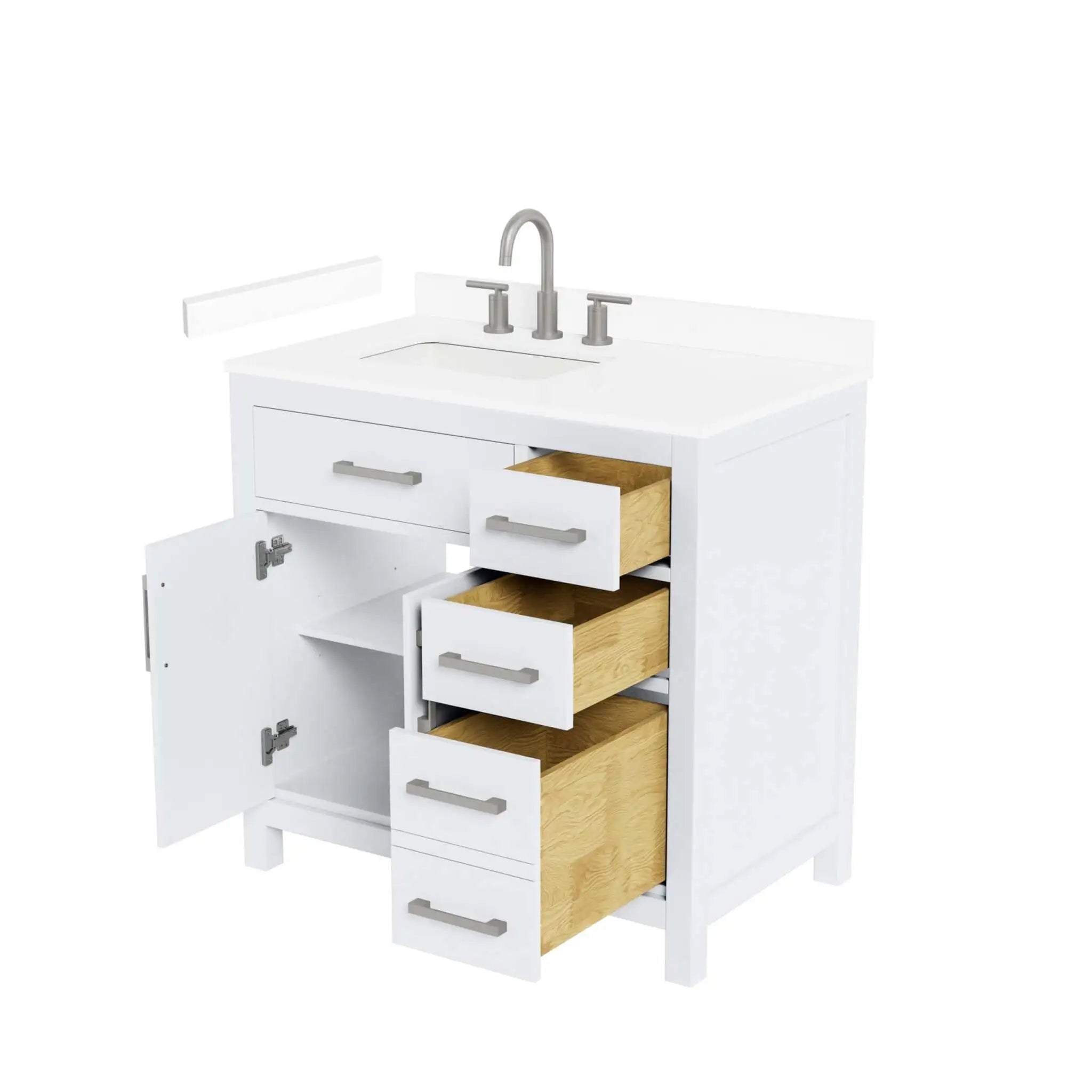 36" Beckett Single Bathroom Vanity in White with Brushed Nickel Trim by Wyndham