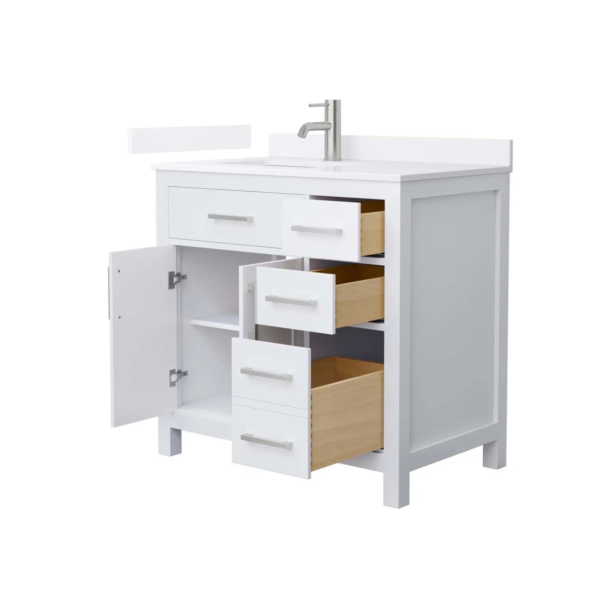36" Beckett Single Bathroom Vanity in White with Brushed Nickel Trim by Wyndham