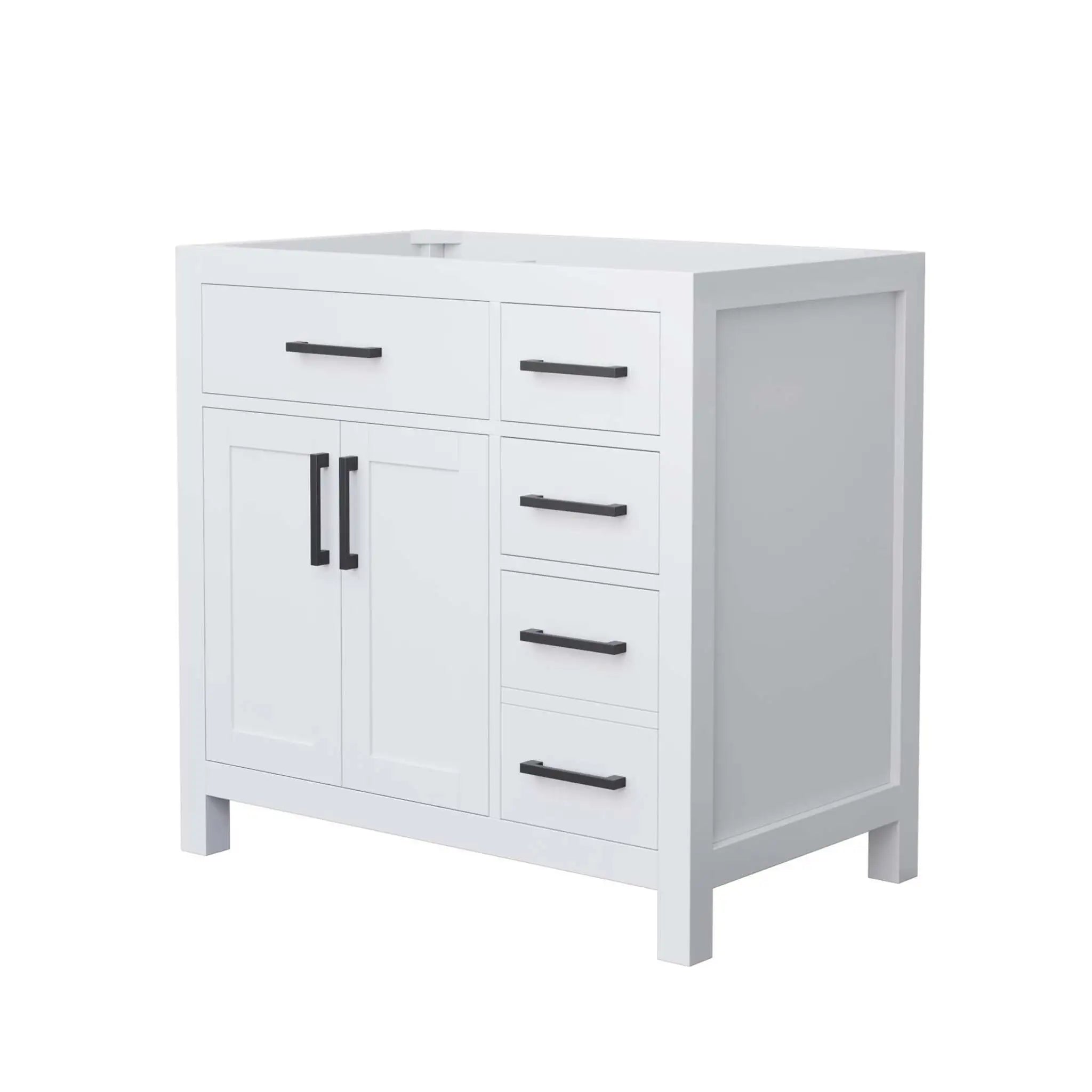 36" Beckett Single Bathroom Vanity in White with Matte Black Trim by Wyndham