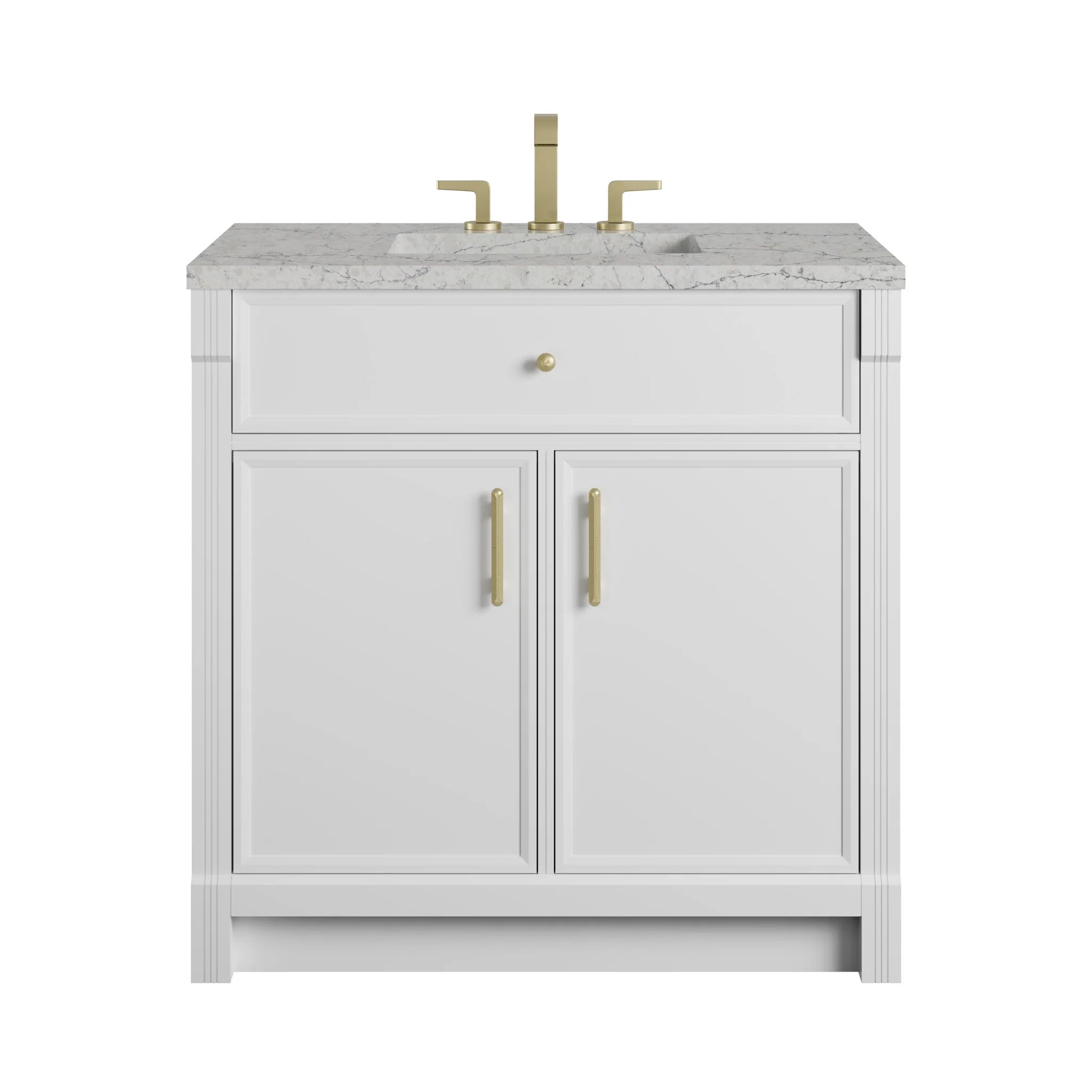 36" Bellshire Single Vanity in Bright White by James Martin Vanities-Eternal Jasmine Pearl Silestone