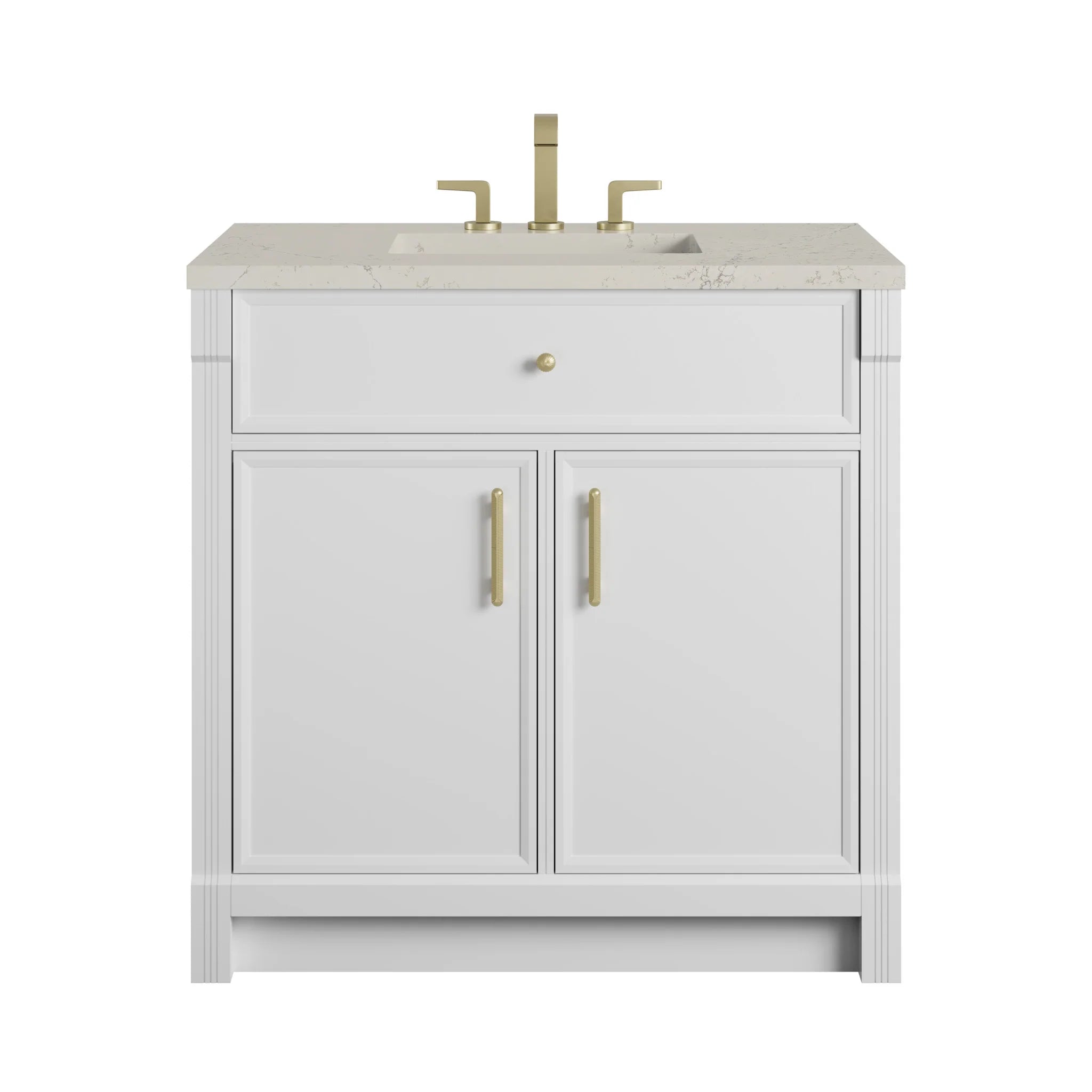 36" Bellshire Single Vanity in Bright White by James Martin Vanities-Siberian Silestone