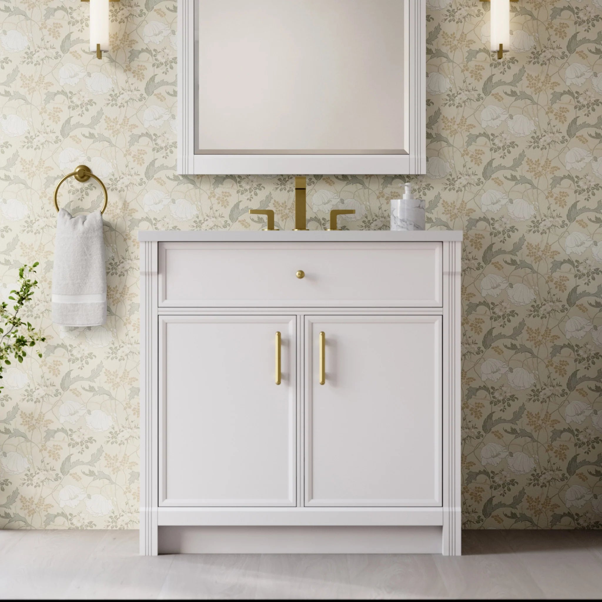 36" Bellshire Single Vanity in Bright White by James Martin Vanities-White Zeus Silestone 2