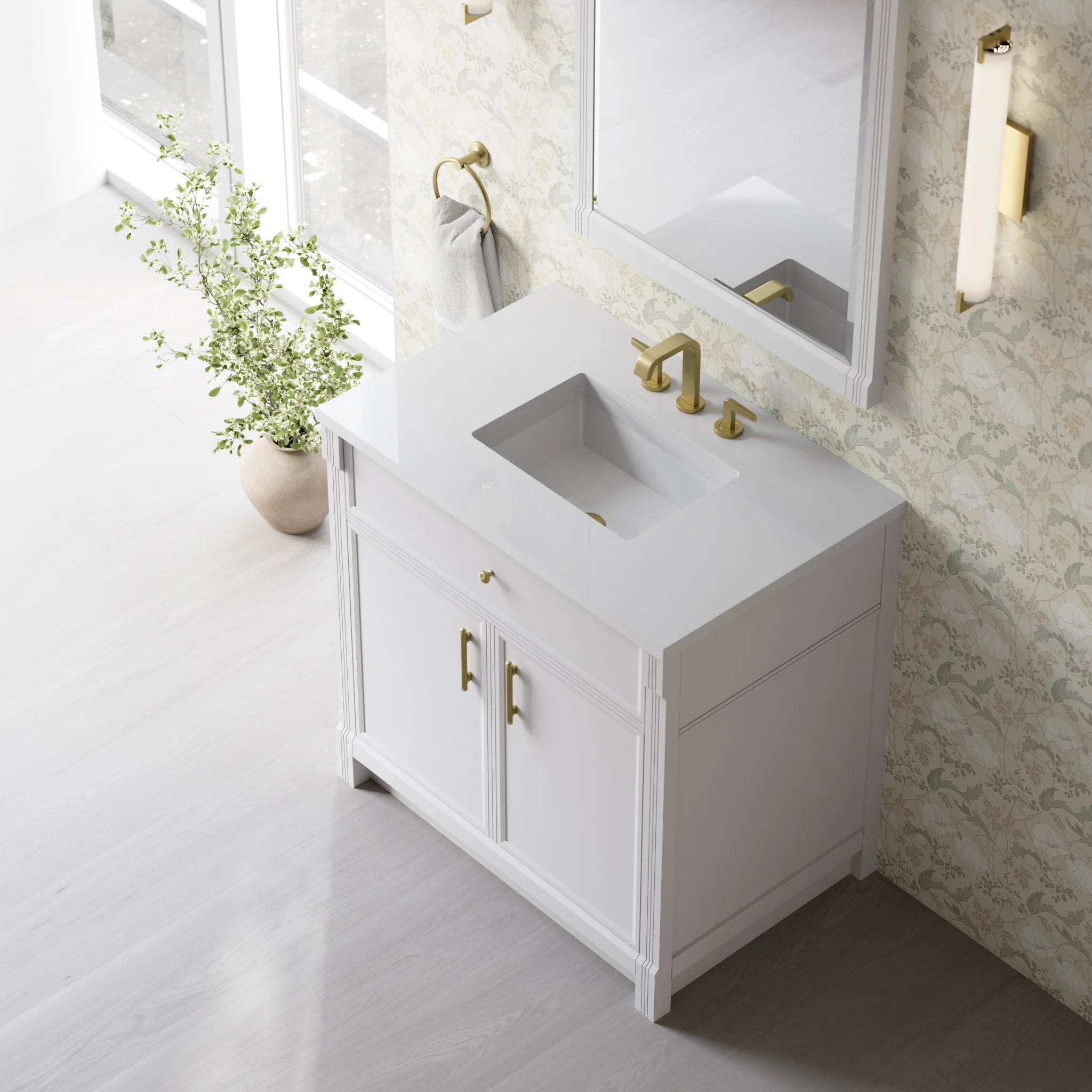 36" Bellshire Single Vanity in Bright White by James Martin Vanities-White Zeus Silestone 8