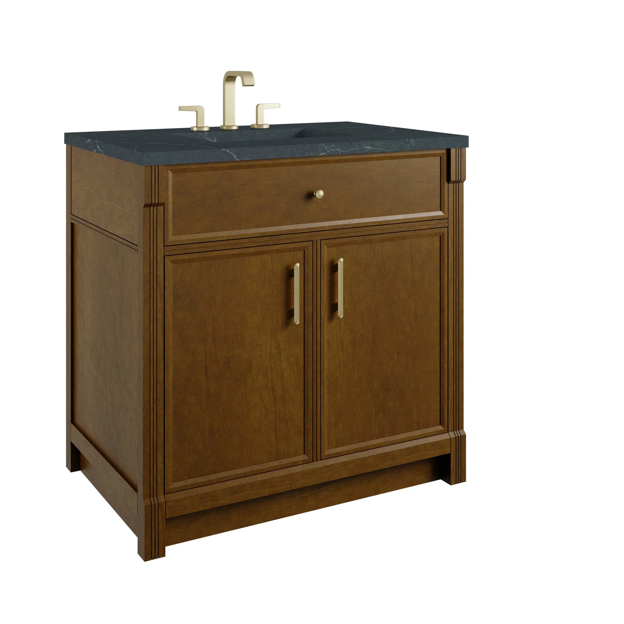 36" Bellshire Single Vanity in Honey Oak by James Martin Vanities-Charcoal Soapstone Silestone 9