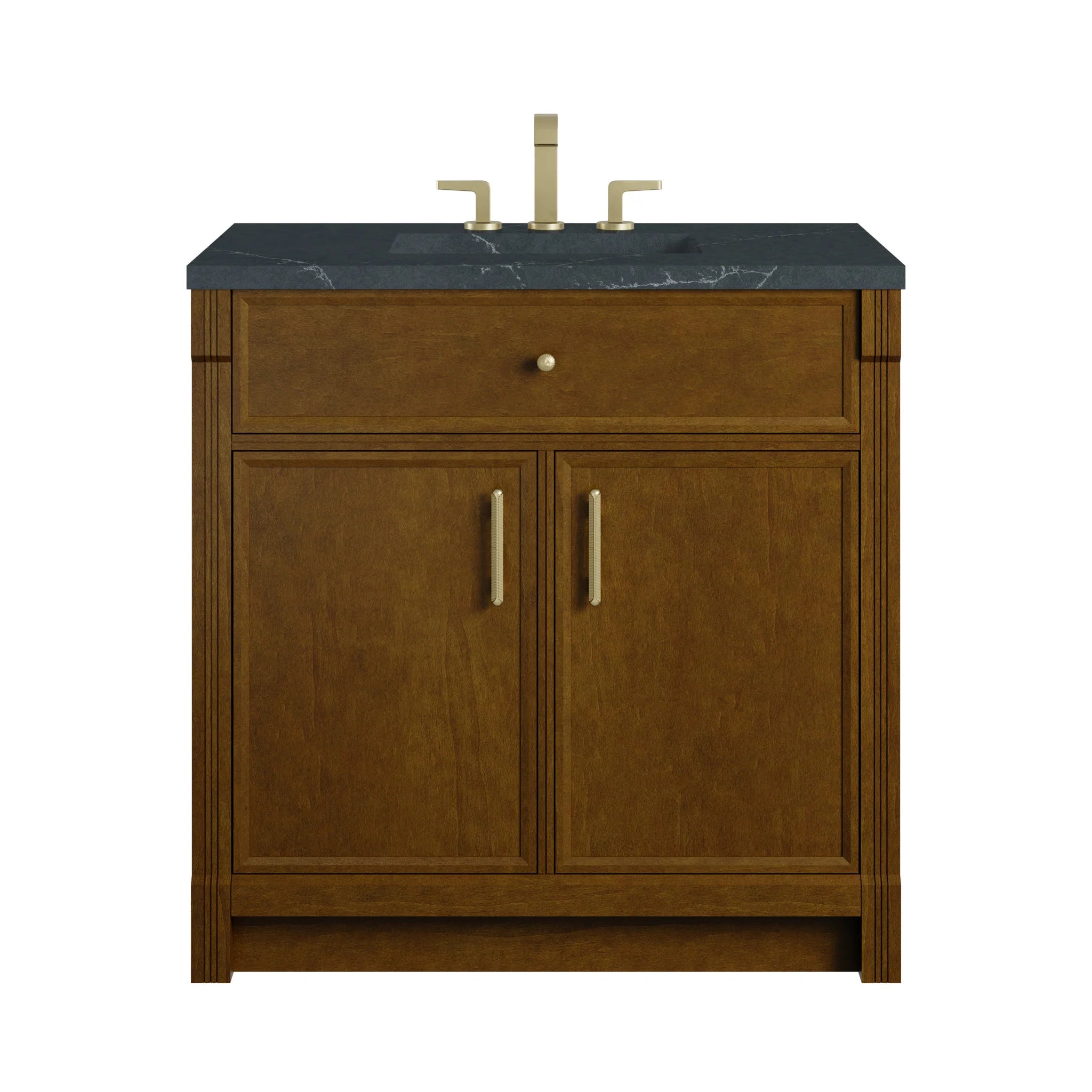 36" Bellshire Single Vanity in Honey Oak by James Martin Vanities-Charcoal Soapstone Silestone