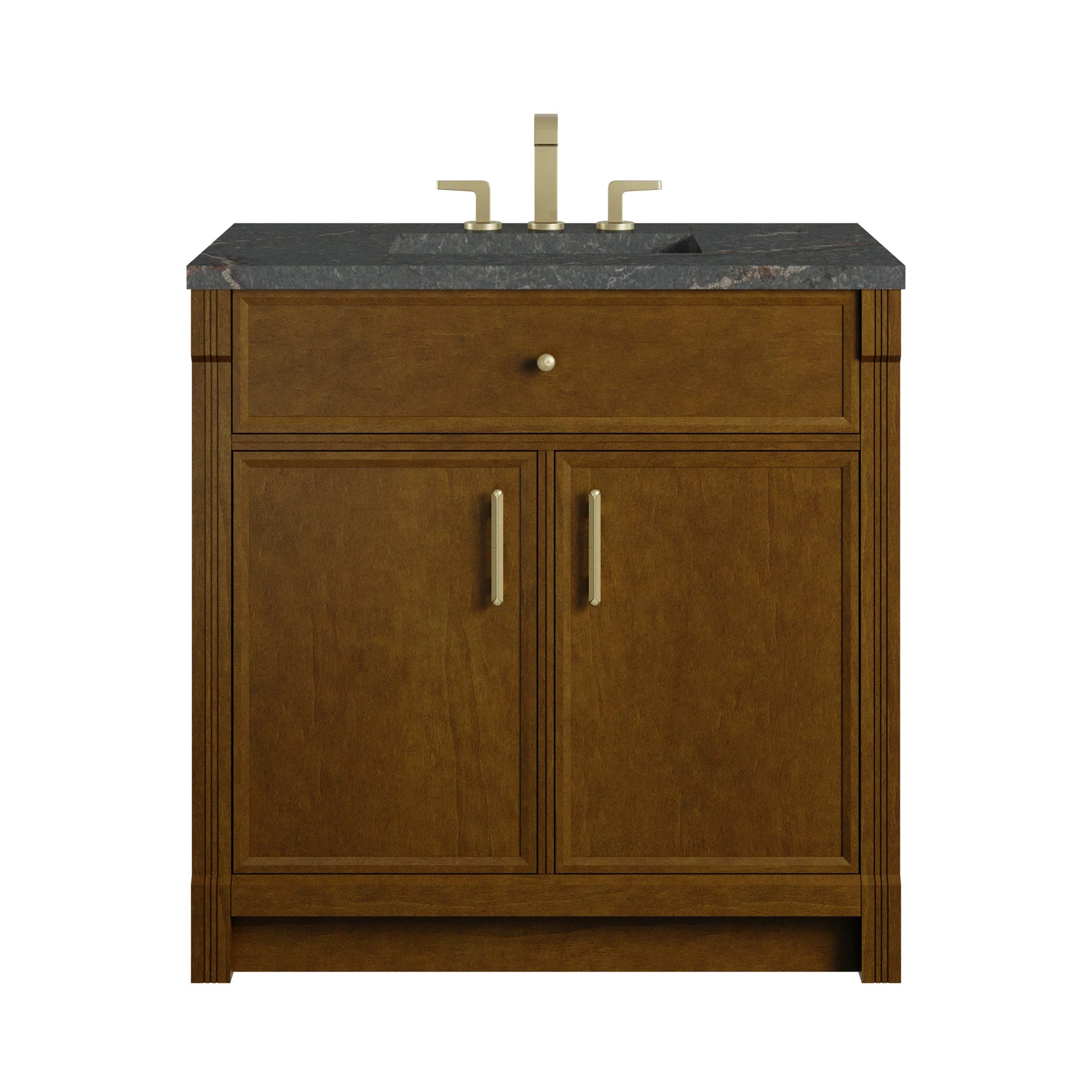 36" Bellshire Single Vanity in Honey Oak by James Martin Vanities-Parisien Bleu Silestone