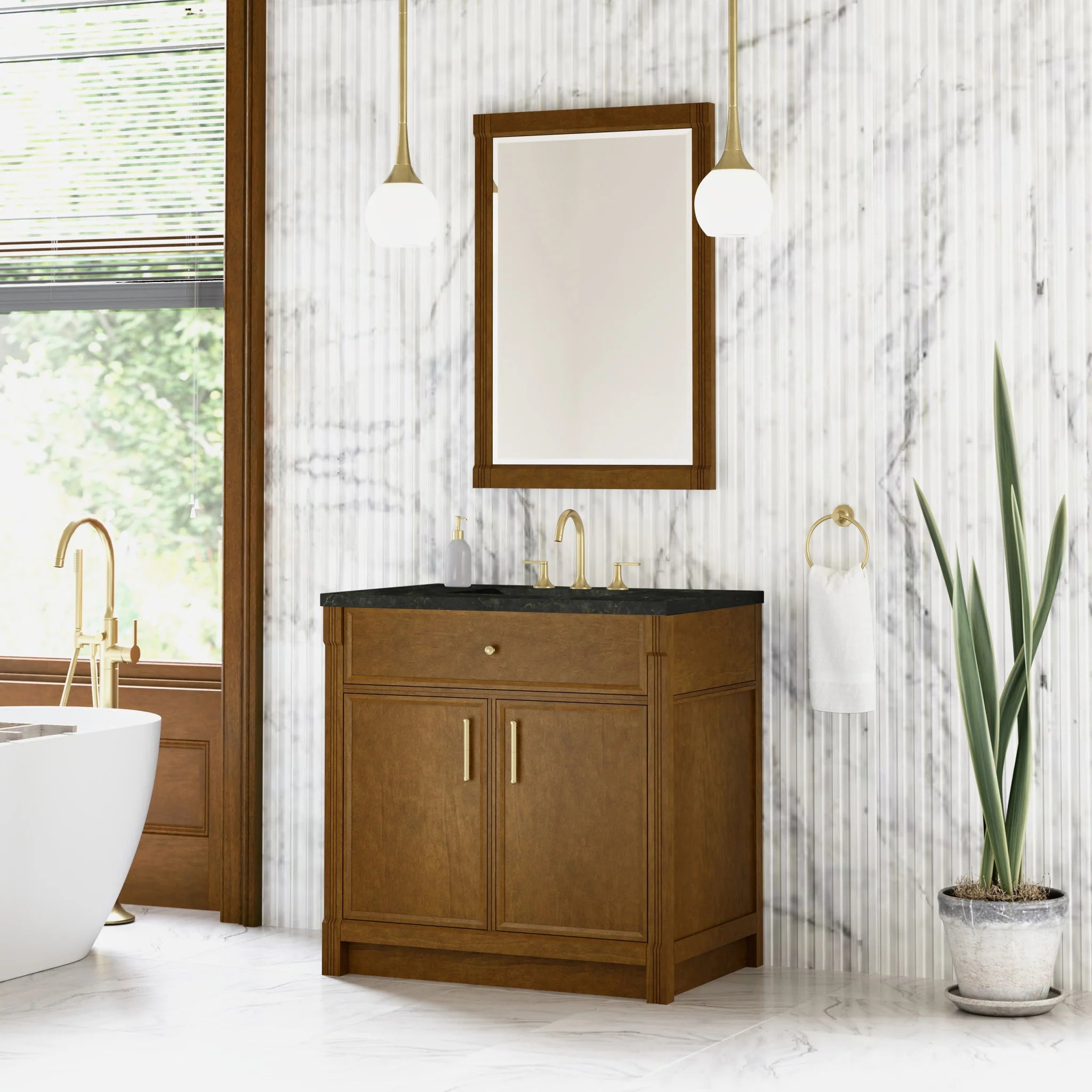 36" Bellshire Single Vanity in Honey Oak by James Martin Vanities-Phantome Eclos 2