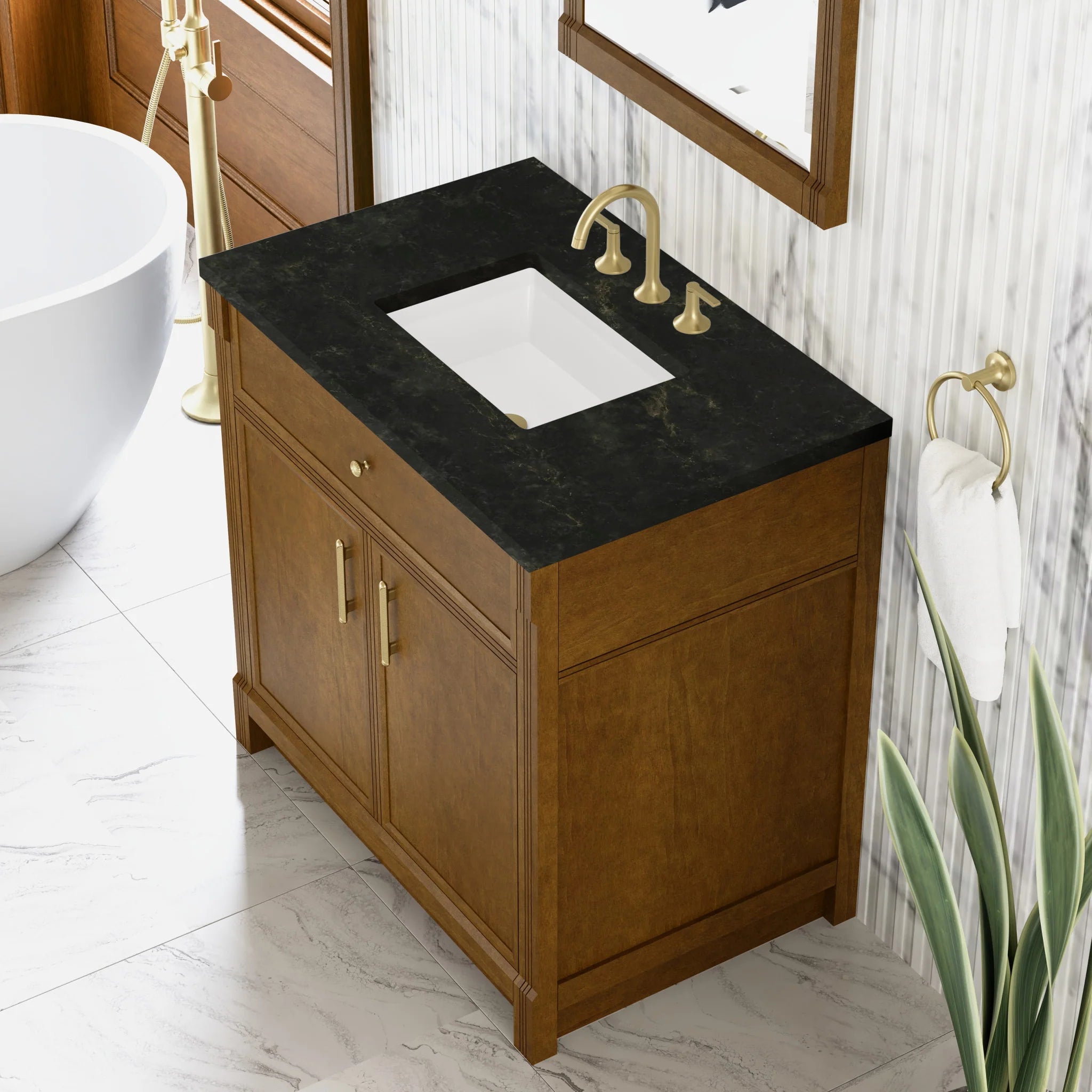 36" Bellshire Single Vanity in Honey Oak by James Martin Vanities-Phantome Eclos 5