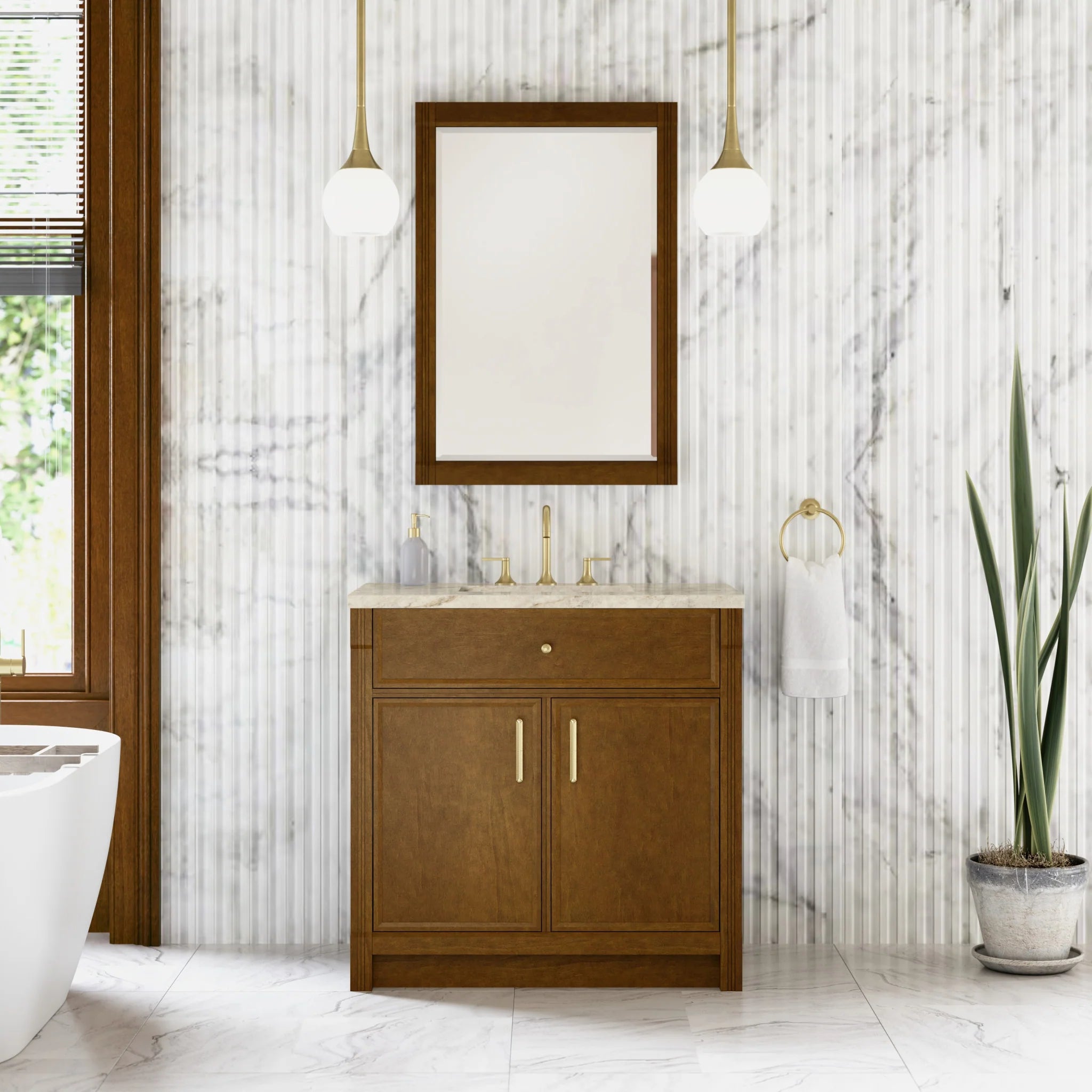 36" Bellshire Single Vanity in Honey Oak by James Martin Vanities-Tajnar Eclos 1