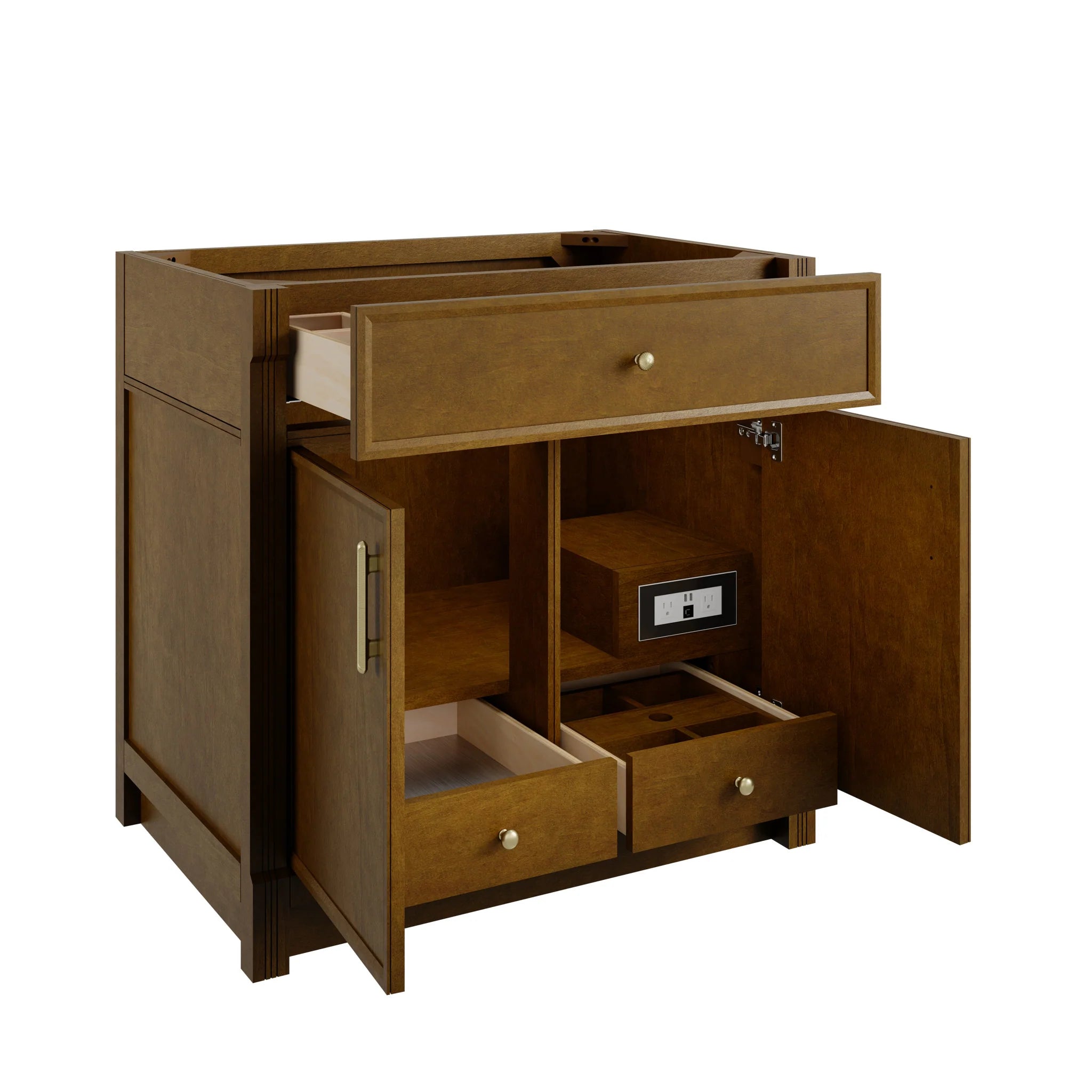 36" Bellshire Single Vanity in Honey Oak by James Martin Vanities-Victorian Silver Silestone 6
