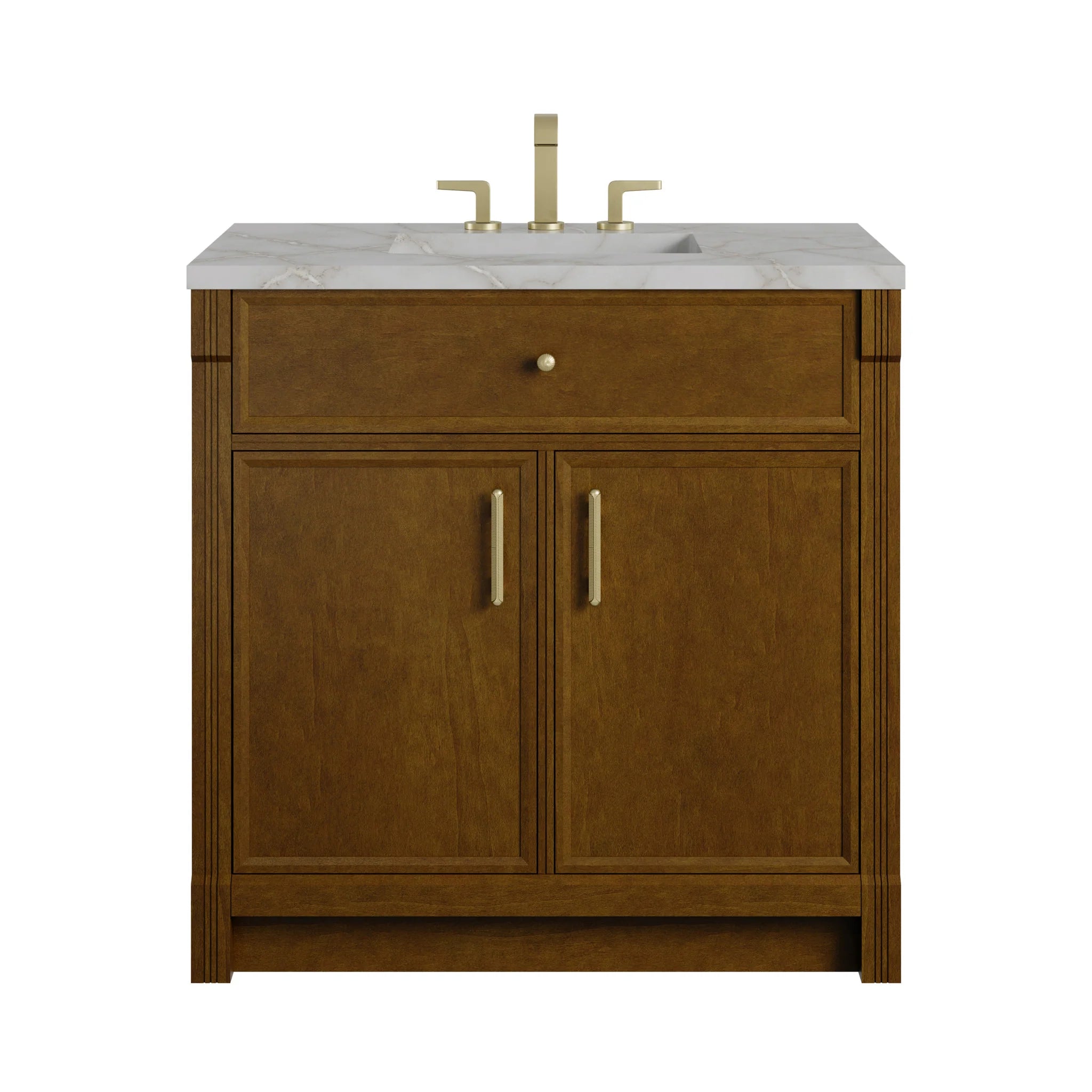 36" Bellshire Single Vanity in Honey Oak by James Martin Vanities-Victorian Silver Silestone