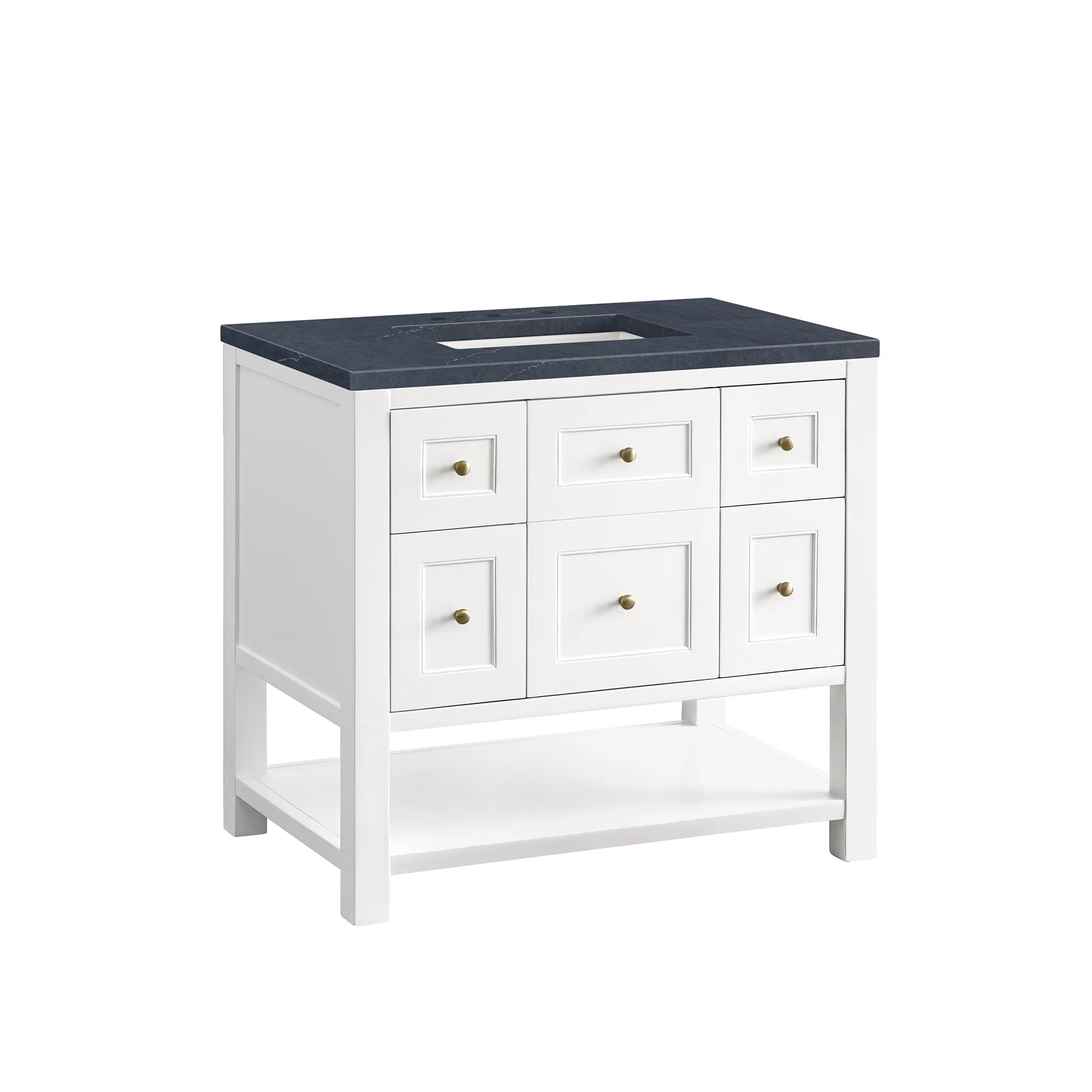 36" Breckenridge Single Vanity in Bright White-Charcoal Soapstone Silestone-8" Widespread image 5