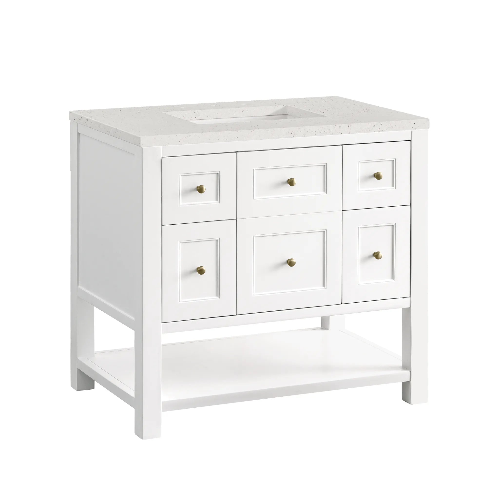 36" Breckenridge Single Vanity in Bright White-Lime Delight Silestone-8" Widespread image 5