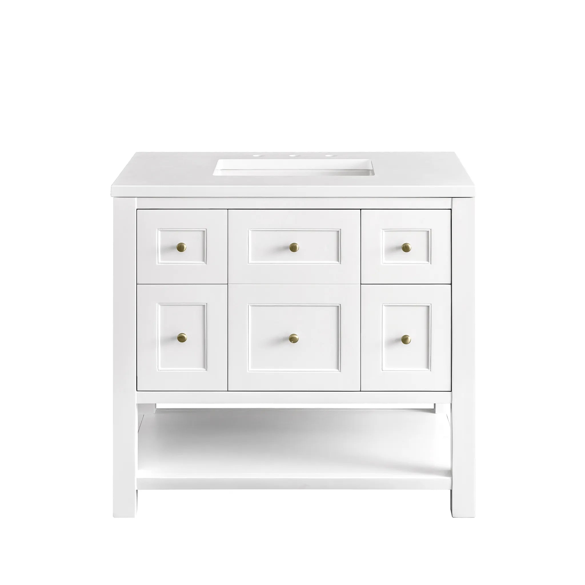 36" Breckenridge Single Vanity in Bright White-White Zeus Silestone-8" Widespread image 1