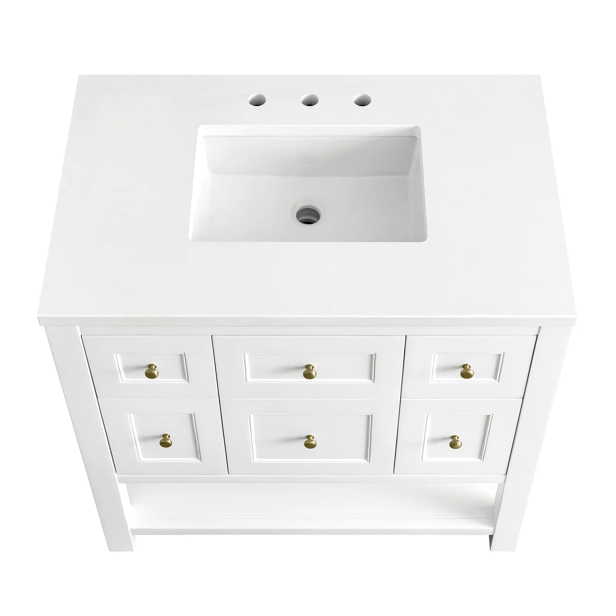 36" Breckenridge Single Vanity in Bright White-White Zeus Silestone-8" Widespread image 5