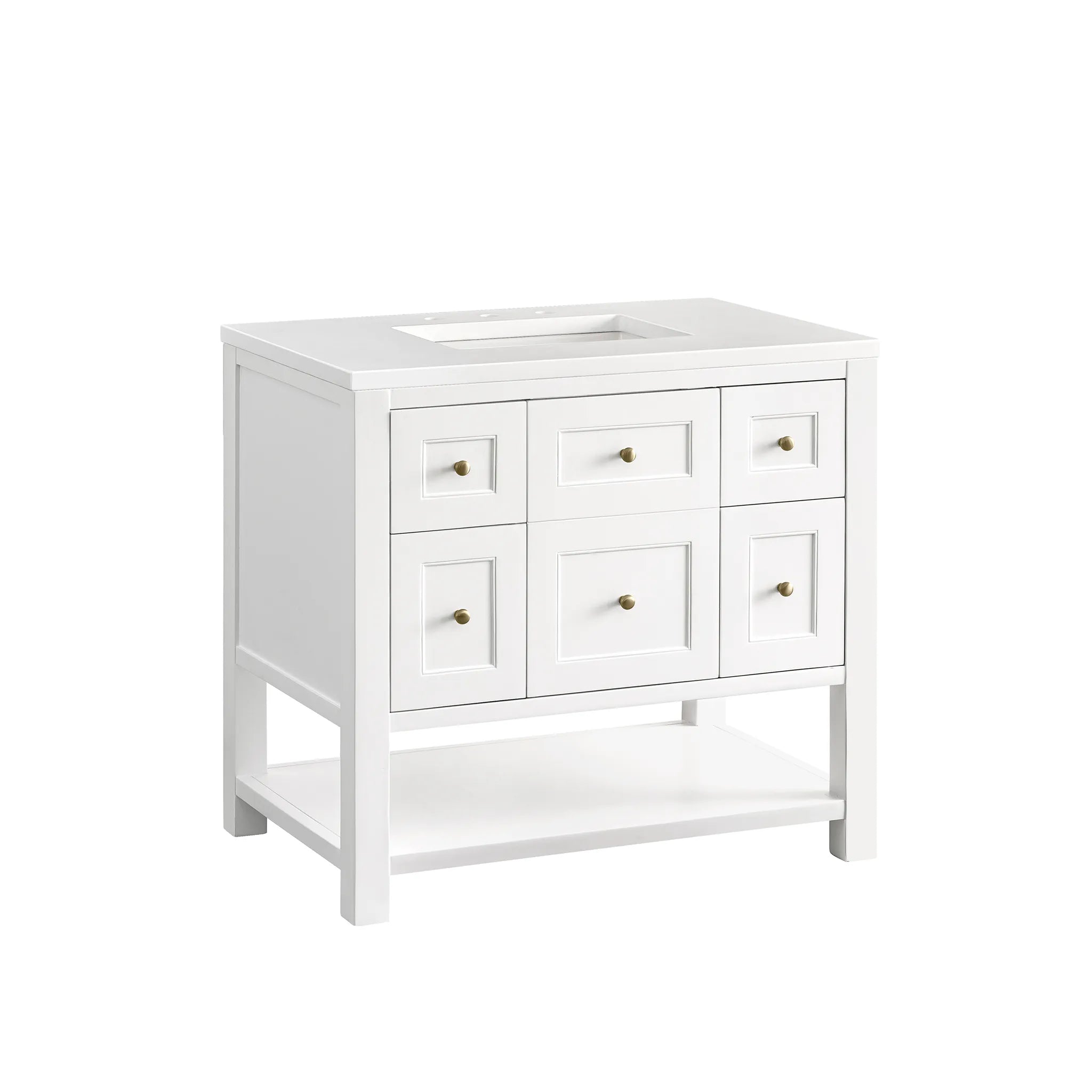 36" Breckenridge Single Vanity in Bright White-White Zeus Silestone-8" Widespread image 8