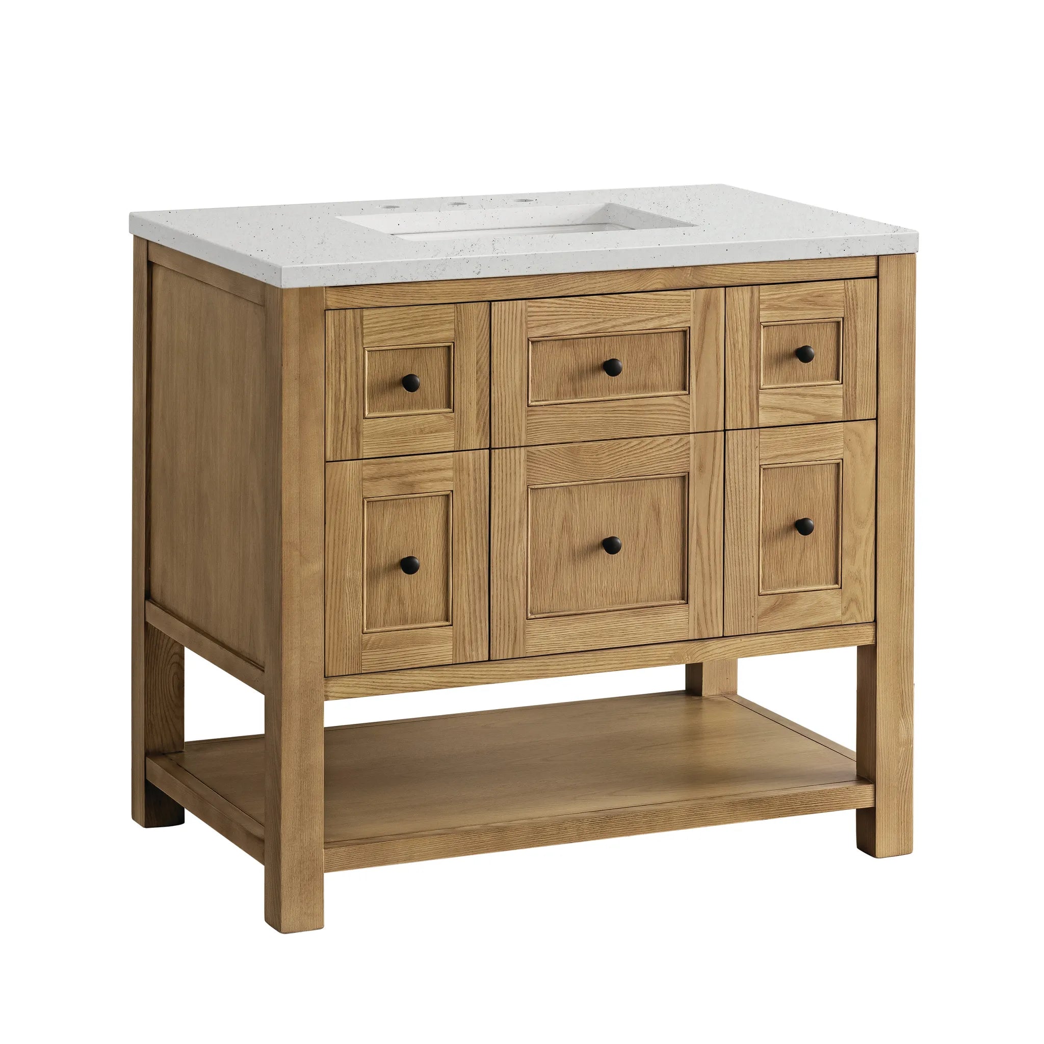 36" Breckenridge Single Vanity in Light Natural Oak-Lime Delight Silestone-8" Widespread image 5