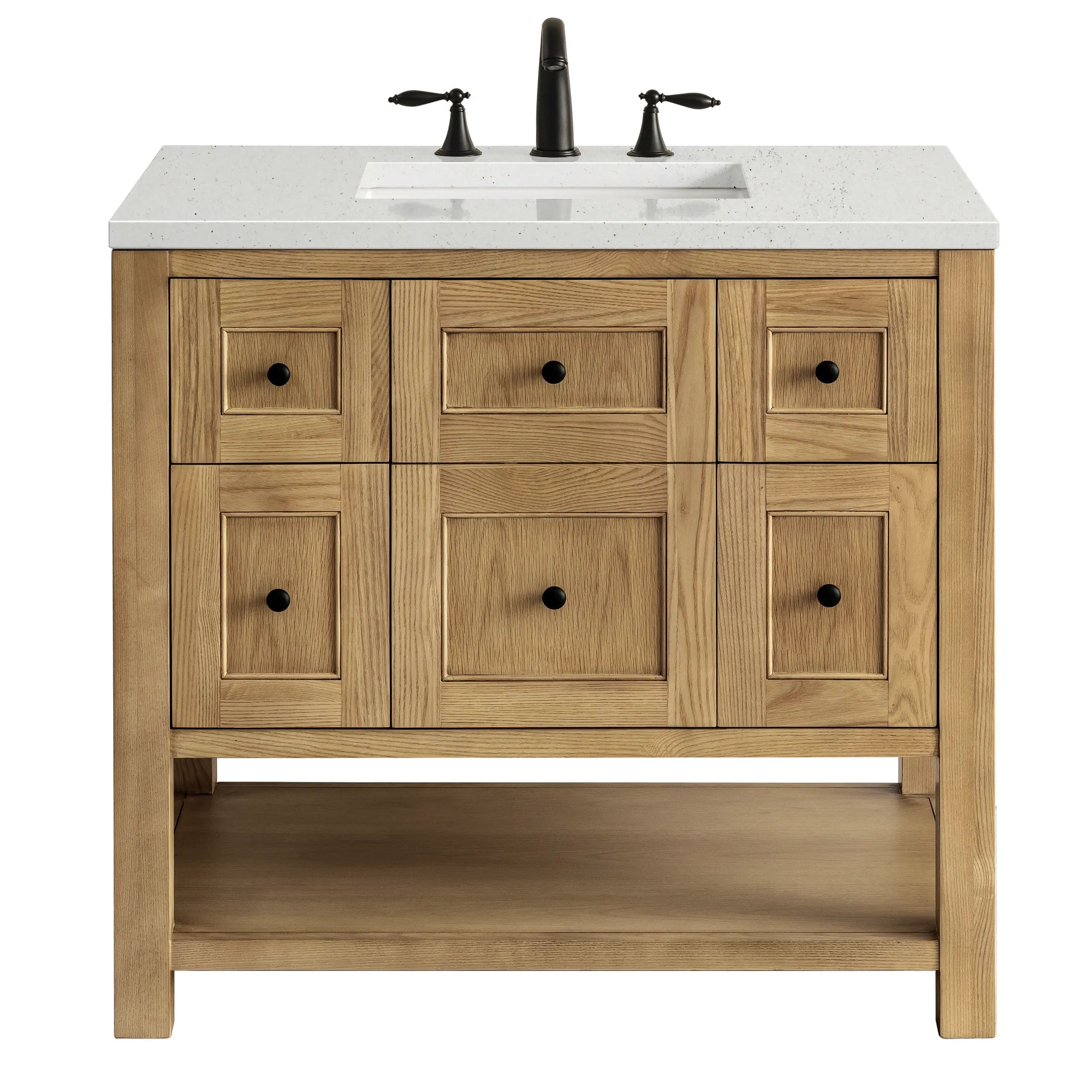 36" Breckenridge Single Vanity in Light Natural Oak-Lime Delight Silestone-8" Widespread image