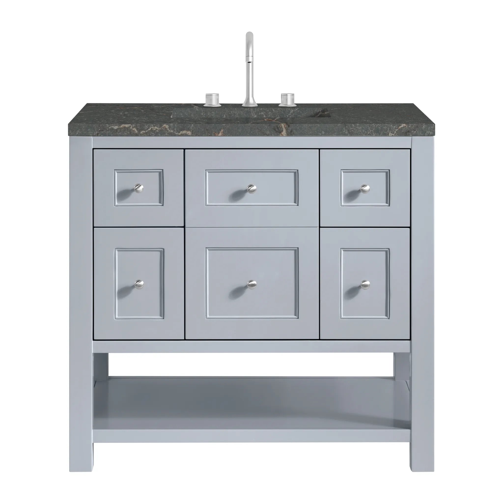 36" Breckenridge Single Vanity in Serenity Blue-Parisien Bleu Silestone-8" Widespread image