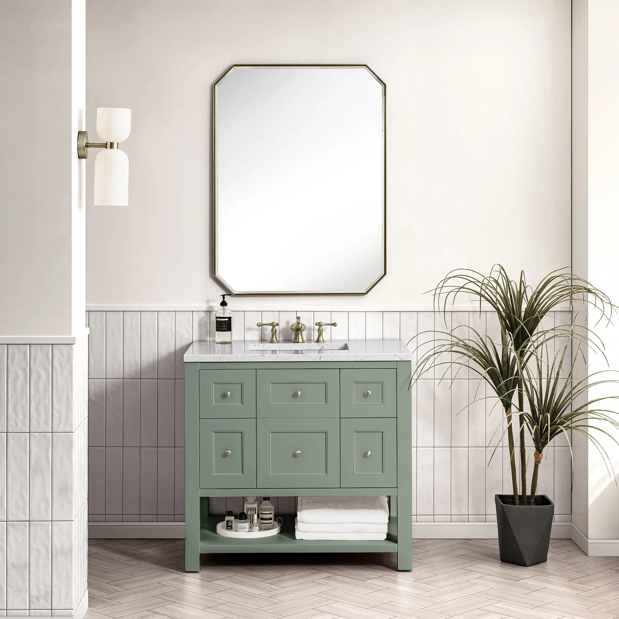 36" Breckenridge Single Vanity in Smokey Celadon-Cabinet Only-Not Available image 1
