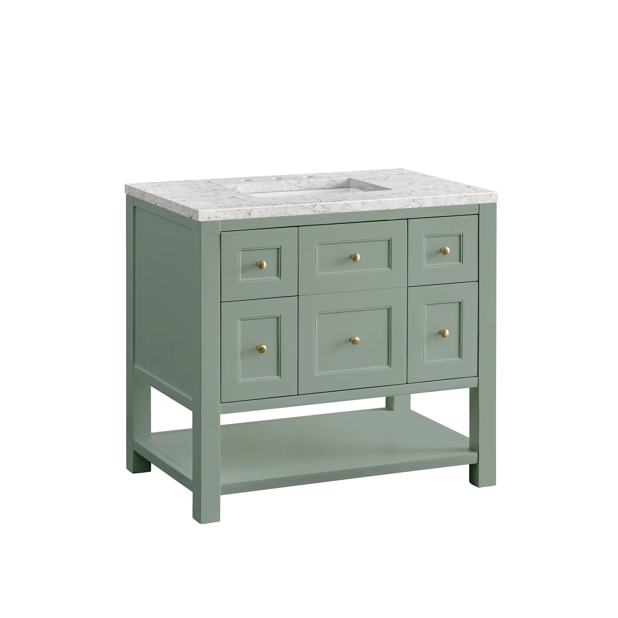 36" Breckenridge Single Vanity in Smokey Celadon-Eternal Jasmine Pearl Silestone-8" Widespread image 2