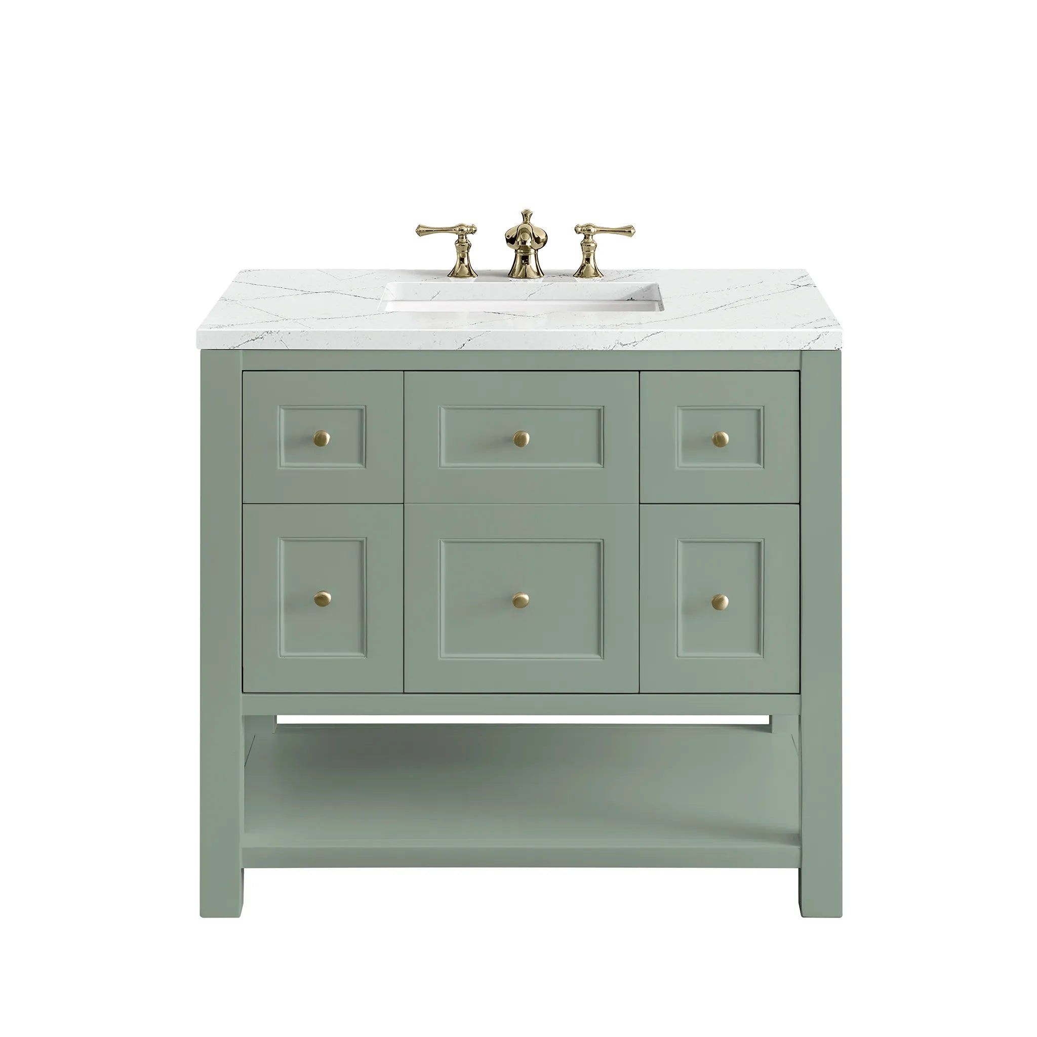 36" Breckenridge Single Vanity in Smokey Celadon-Ethereal Noctis Silestone-8" Widespread image