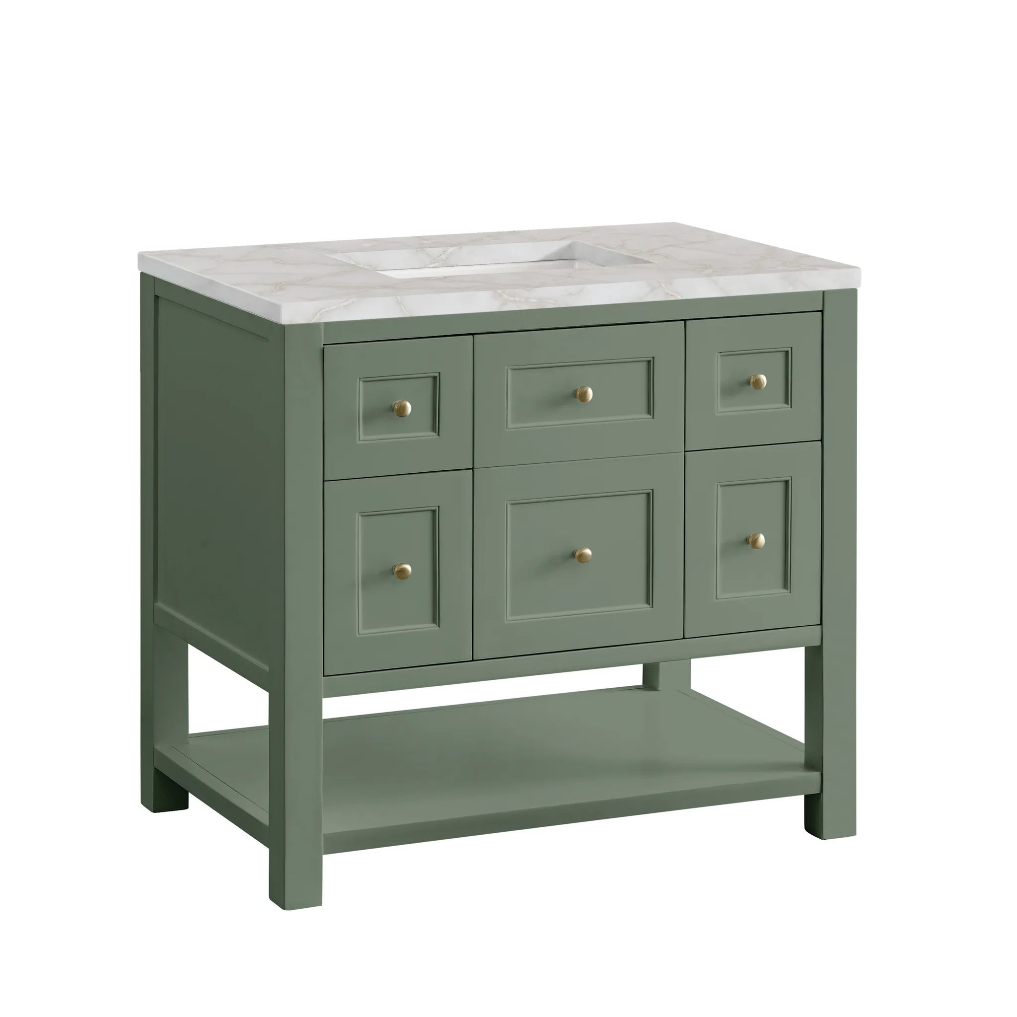 36" Breckenridge Single Vanity in Smokey Celadon-Victorian Silver Silestone-8" Widespread image 5