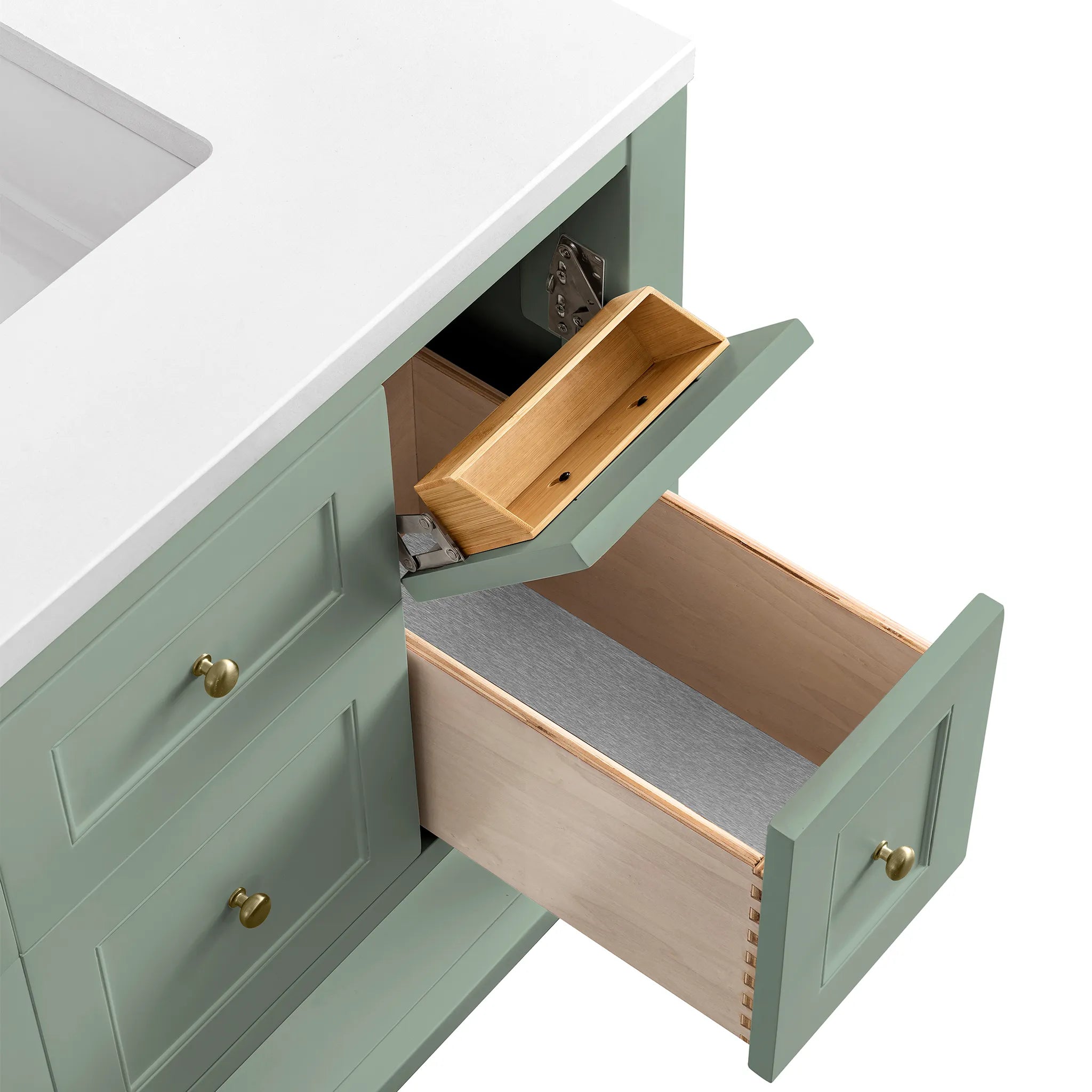 36" Breckenridge Single Vanity in Smokey Celadon-White Zeus Silestone-8" Widespread image 10