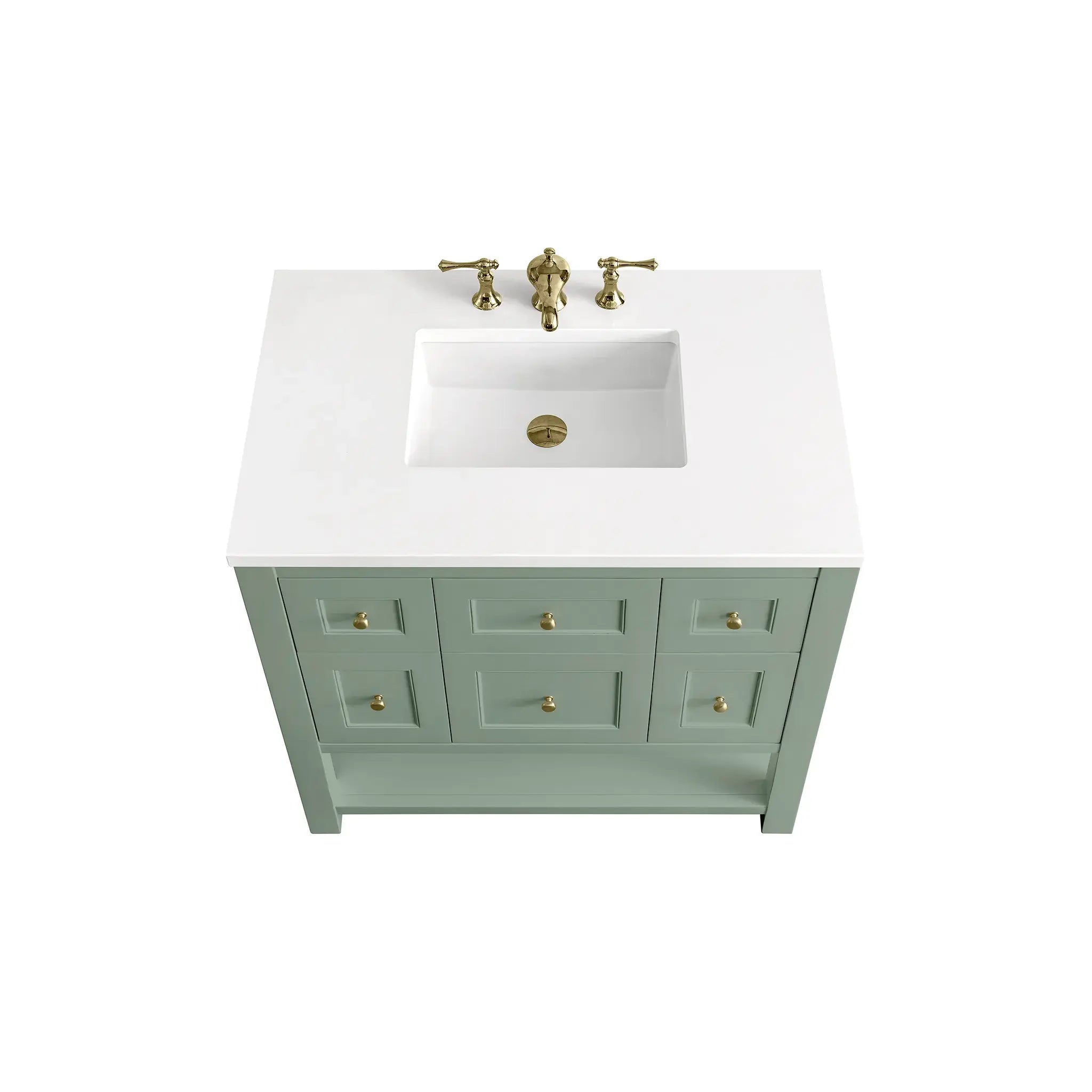 36" Breckenridge Single Vanity in Smokey Celadon-White Zeus Silestone-8" Widespread image 5