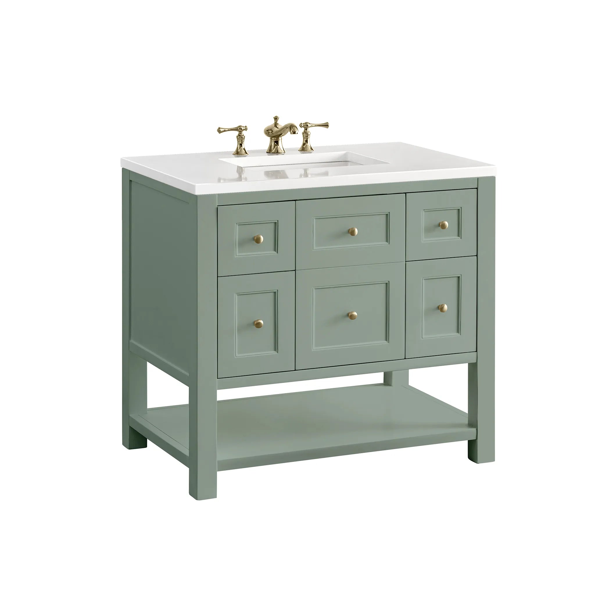 36" Breckenridge Single Vanity in Smokey Celadon-White Zeus Silestone-8" Widespread image 8