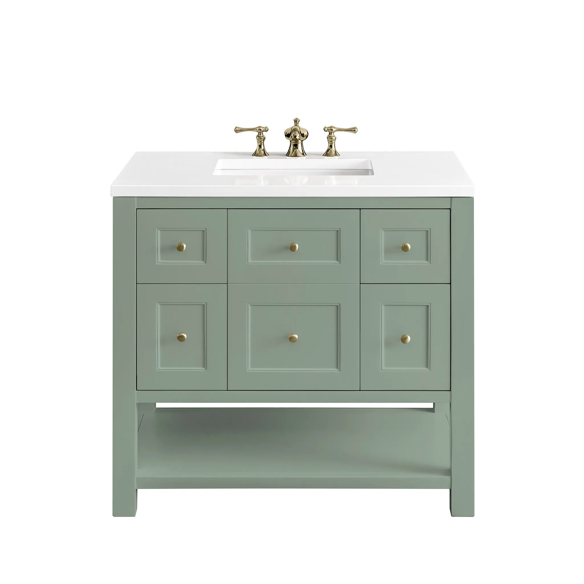 36" Breckenridge Single Vanity in Smokey Celadon-White Zeus Silestone-8" Widespread image