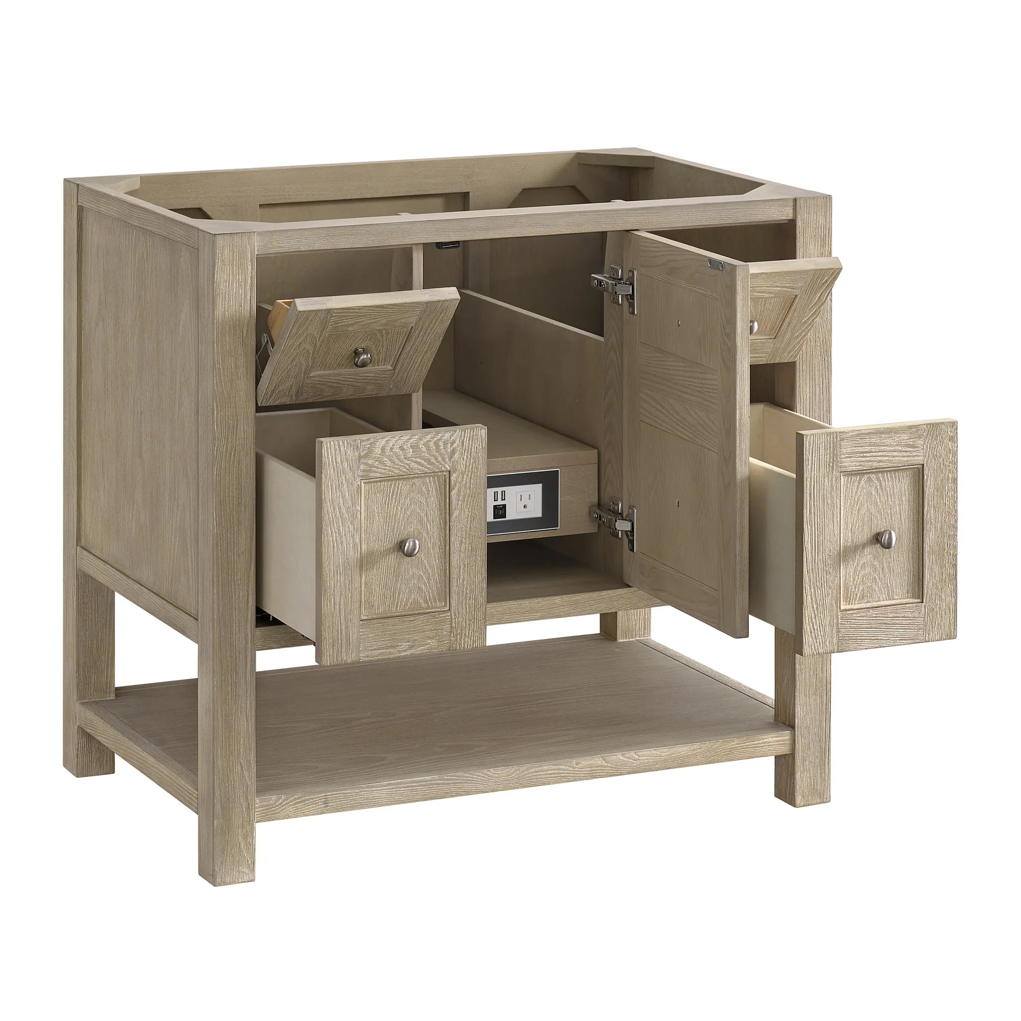 36" Breckenridge Single Vanity in Whitewashed Oak-White Zeus Silestone-8" Widespread image 7
