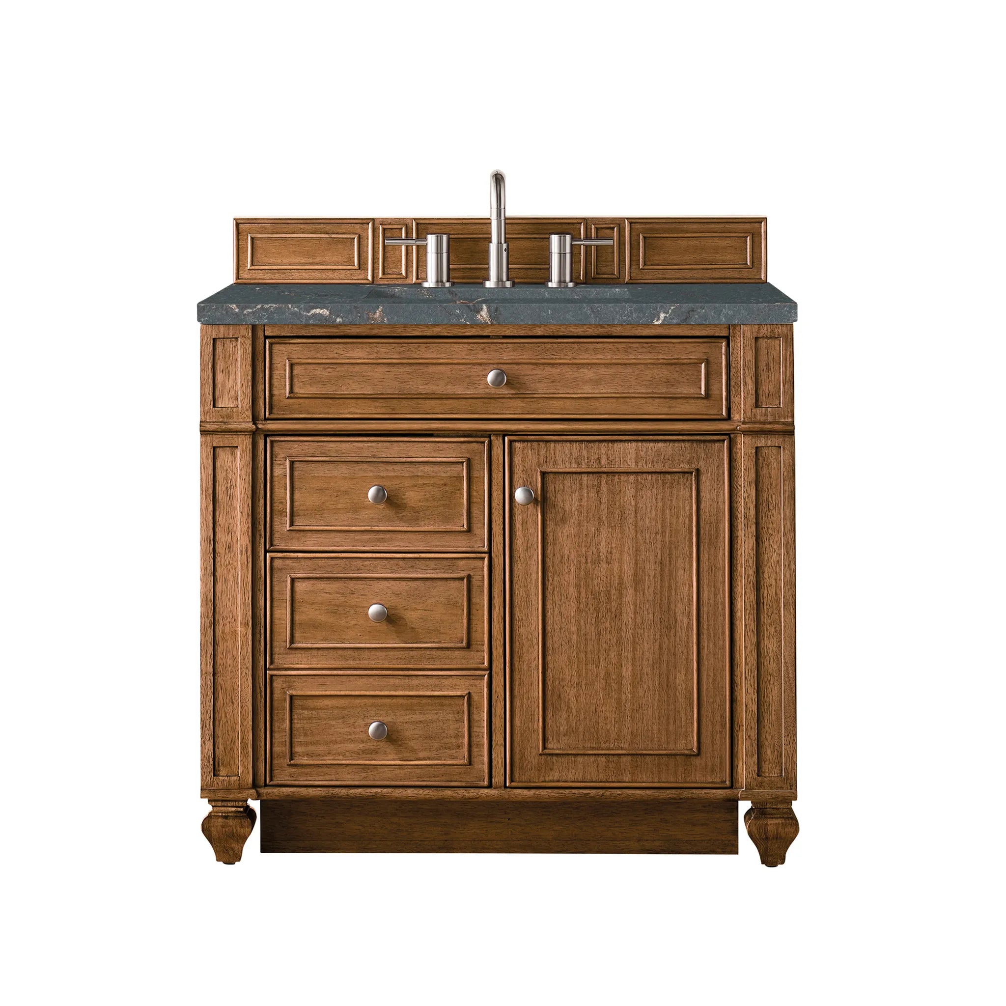 36" Bristol Single Vanity in Saddle Brown-Parisien Bleu Silestone-8" Widespread image