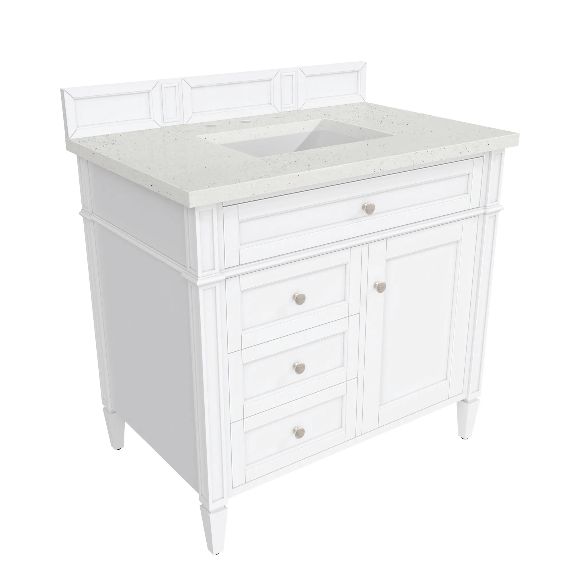 36" Brittany Single Vanity in Bright White-Lime Delight Silestone-8" Widespread image 5