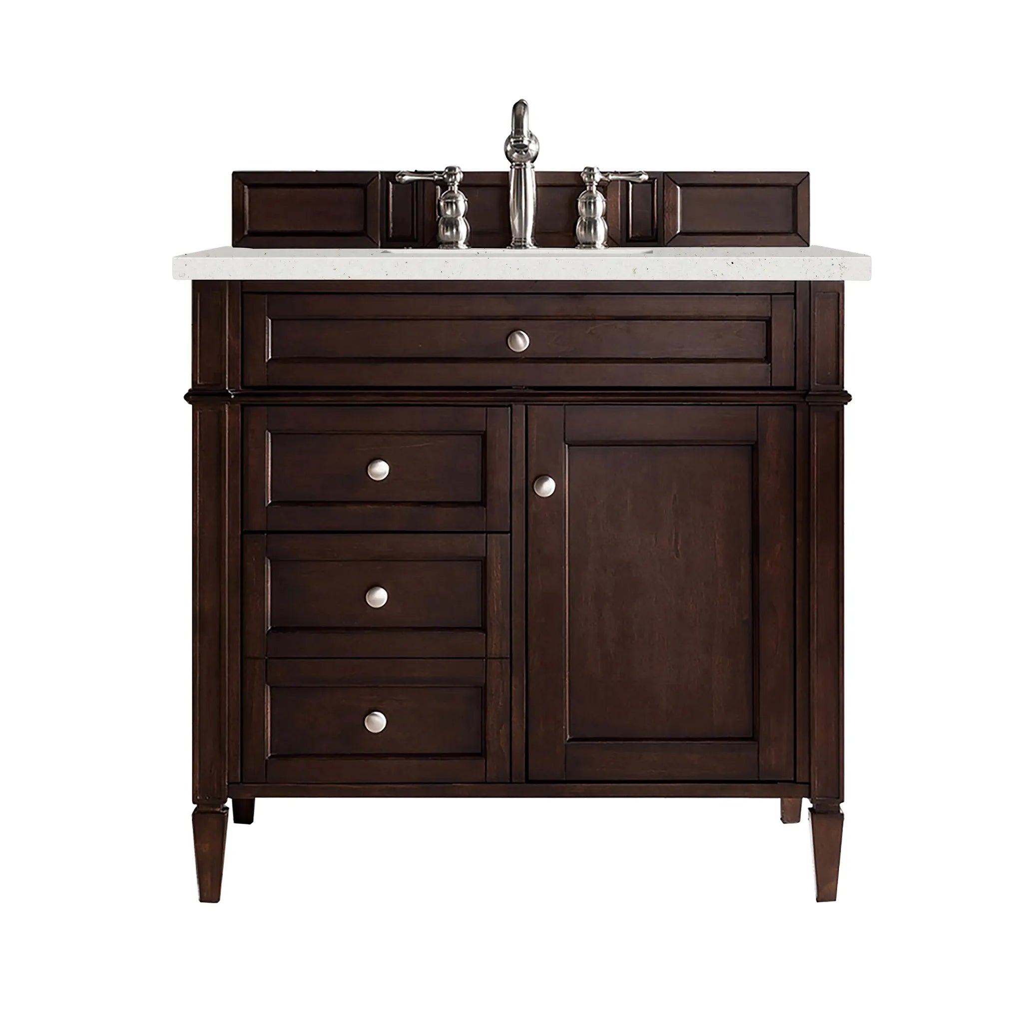 36" Brittany Single Vanity in Burnished Mahogany-Lime Delight Silestone-8" Widespread image