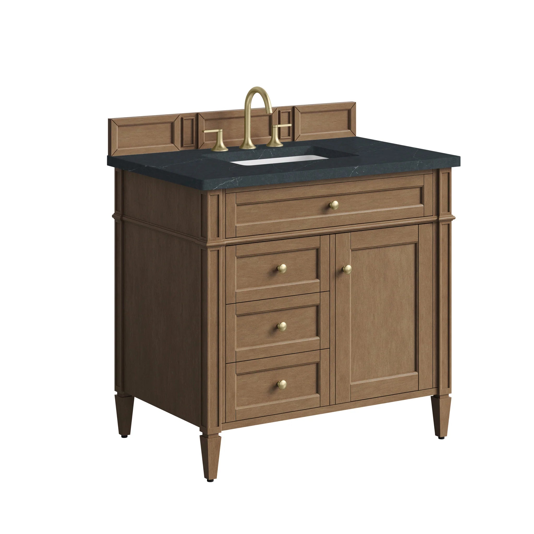 36" Brittany Single Vanity in Pecan by James Martin Vanities-Charcoal Soapstone Silestone 8