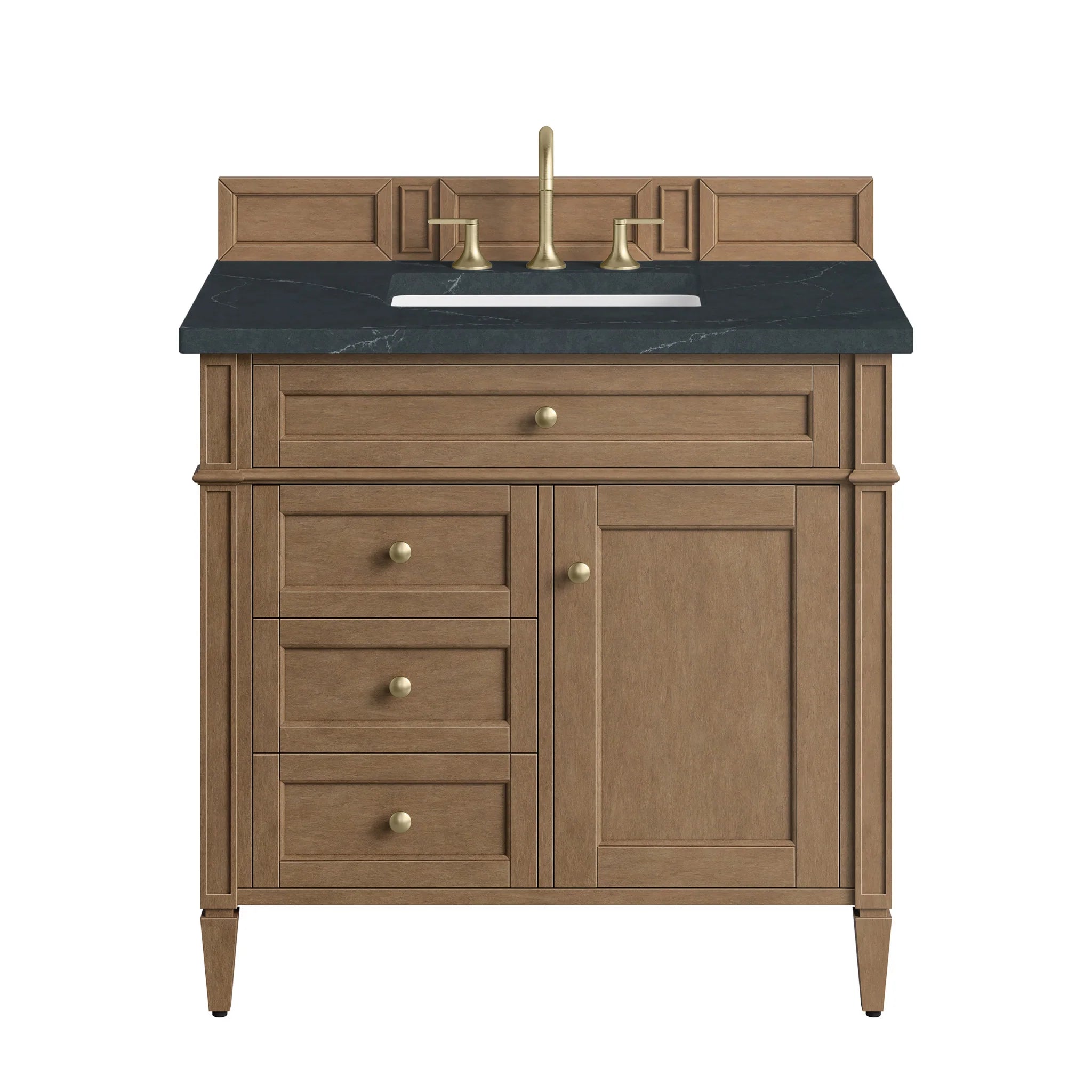 36" Brittany Single Vanity in Pecan by James Martin Vanities-Charcoal Soapstone Silestone
