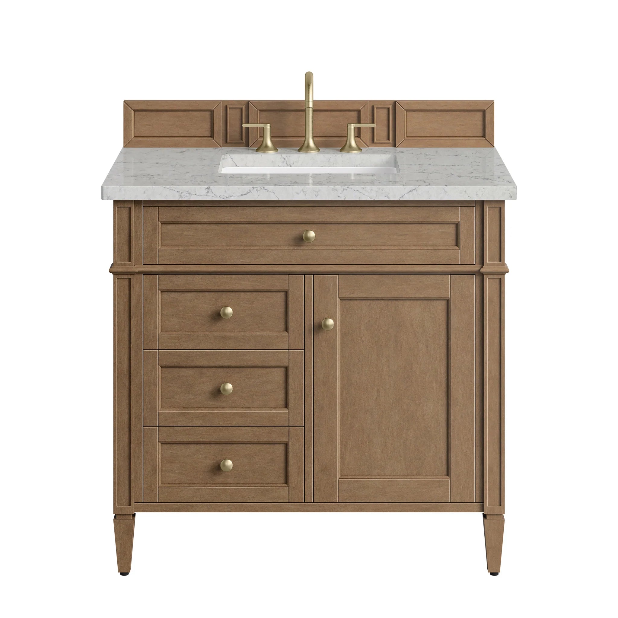 36" Brittany Single Vanity in Pecan by James Martin Vanities-Eternal Jasmine Pearl Silestone