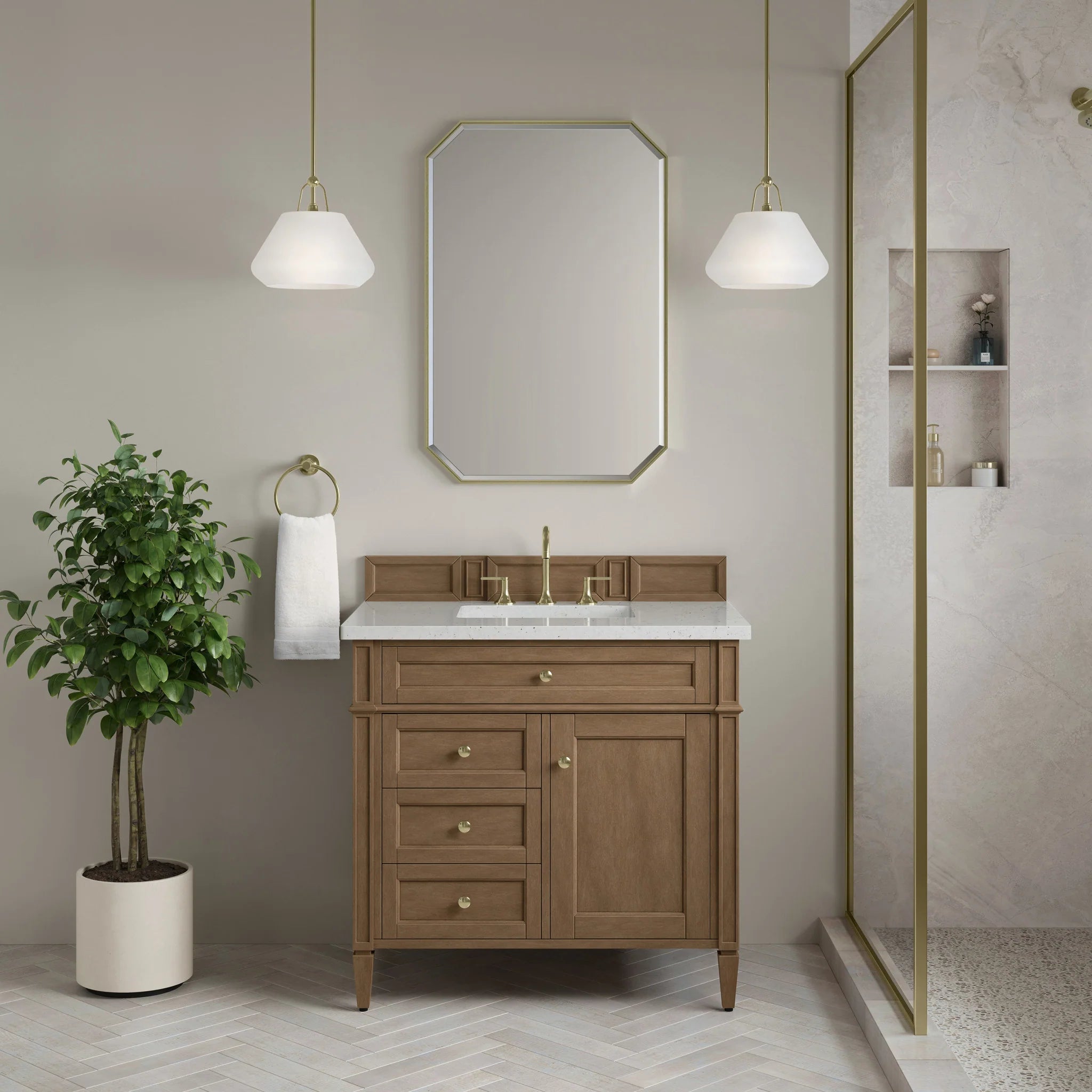 36" Brittany Single Vanity in Pecan by James Martin Vanities-Lime Delight Silestone 1