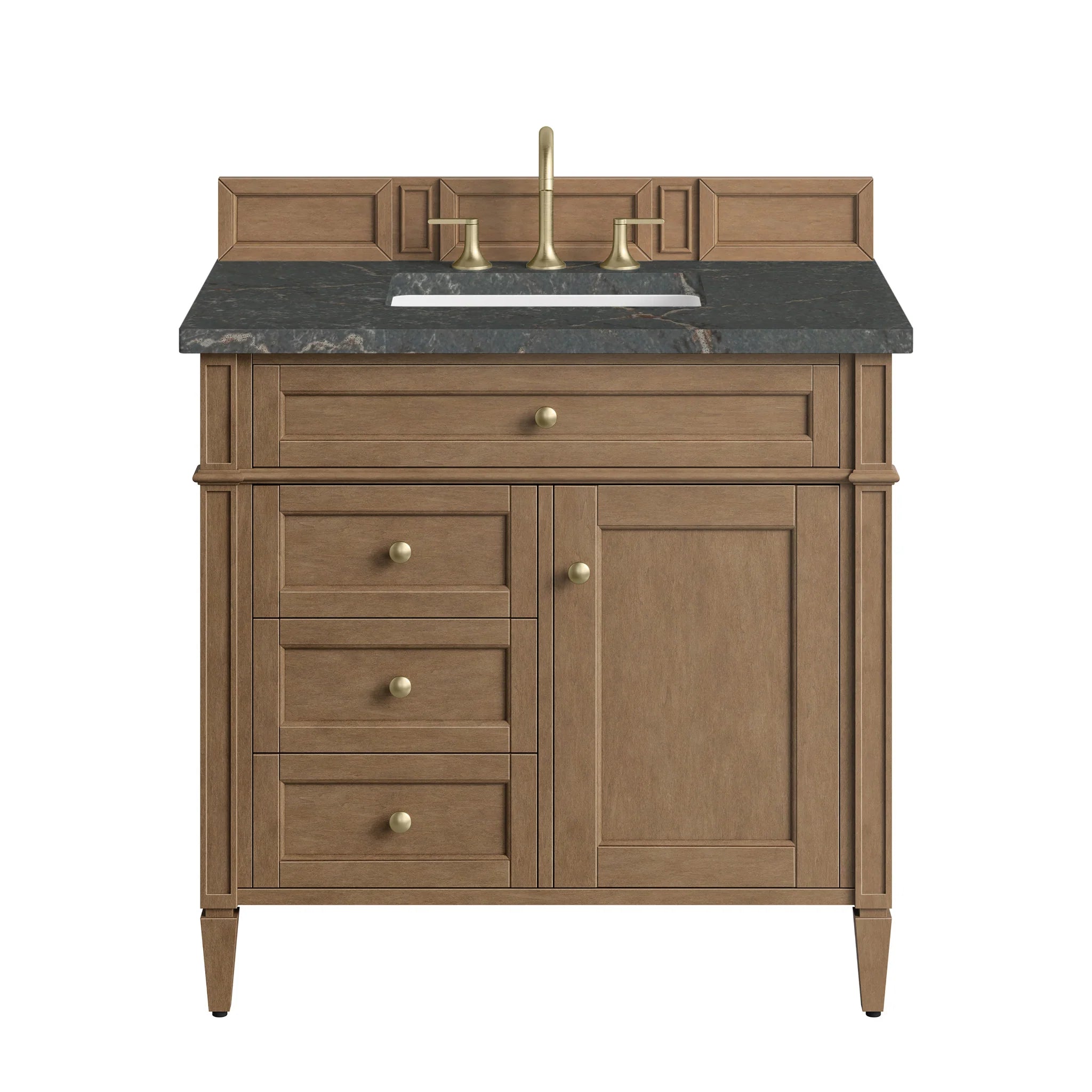 36" Brittany Single Vanity in Pecan by James Martin Vanities-Parisien Bleu Silestone