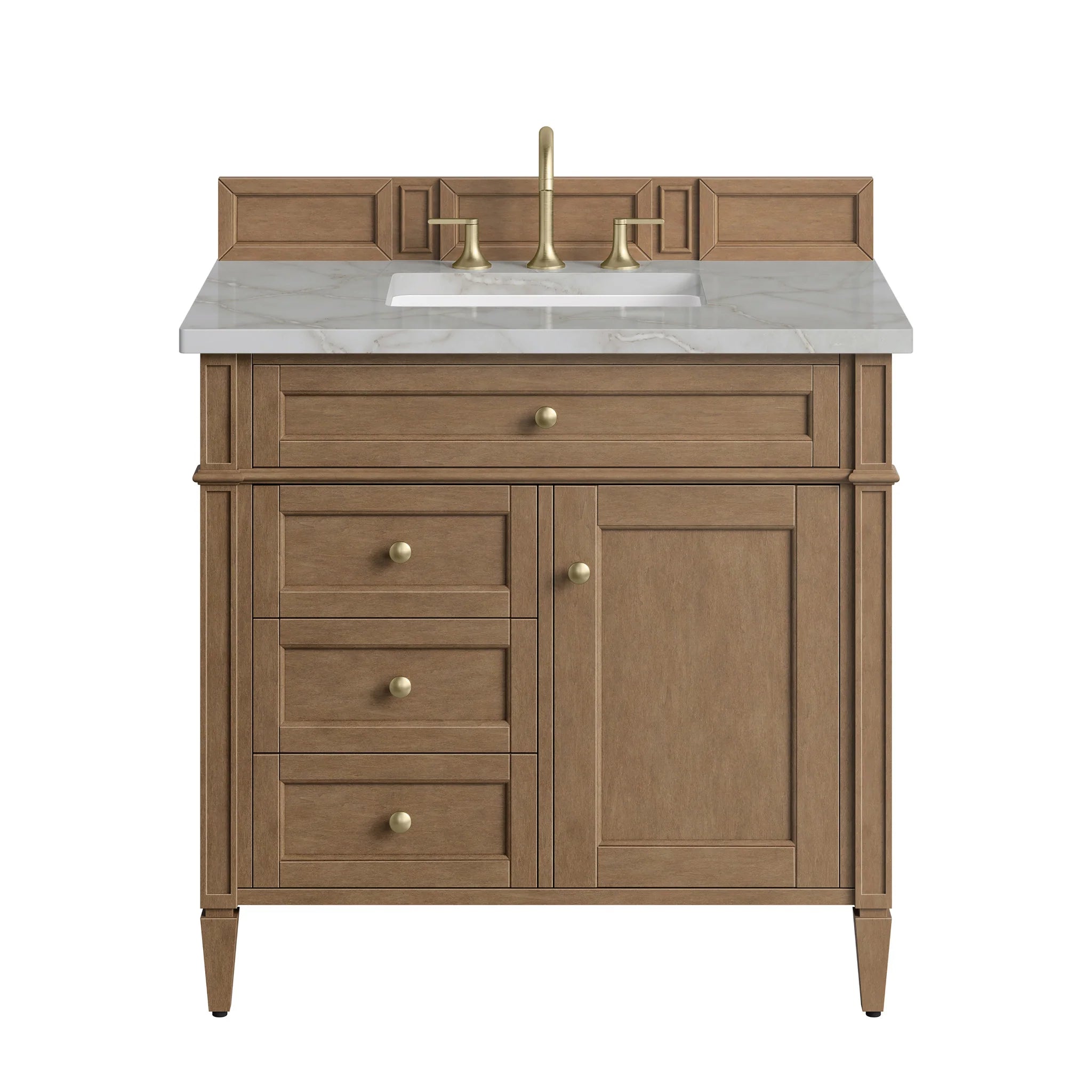 36" Brittany Single Vanity in Pecan by James Martin Vanities-Victorian Silver Silestone