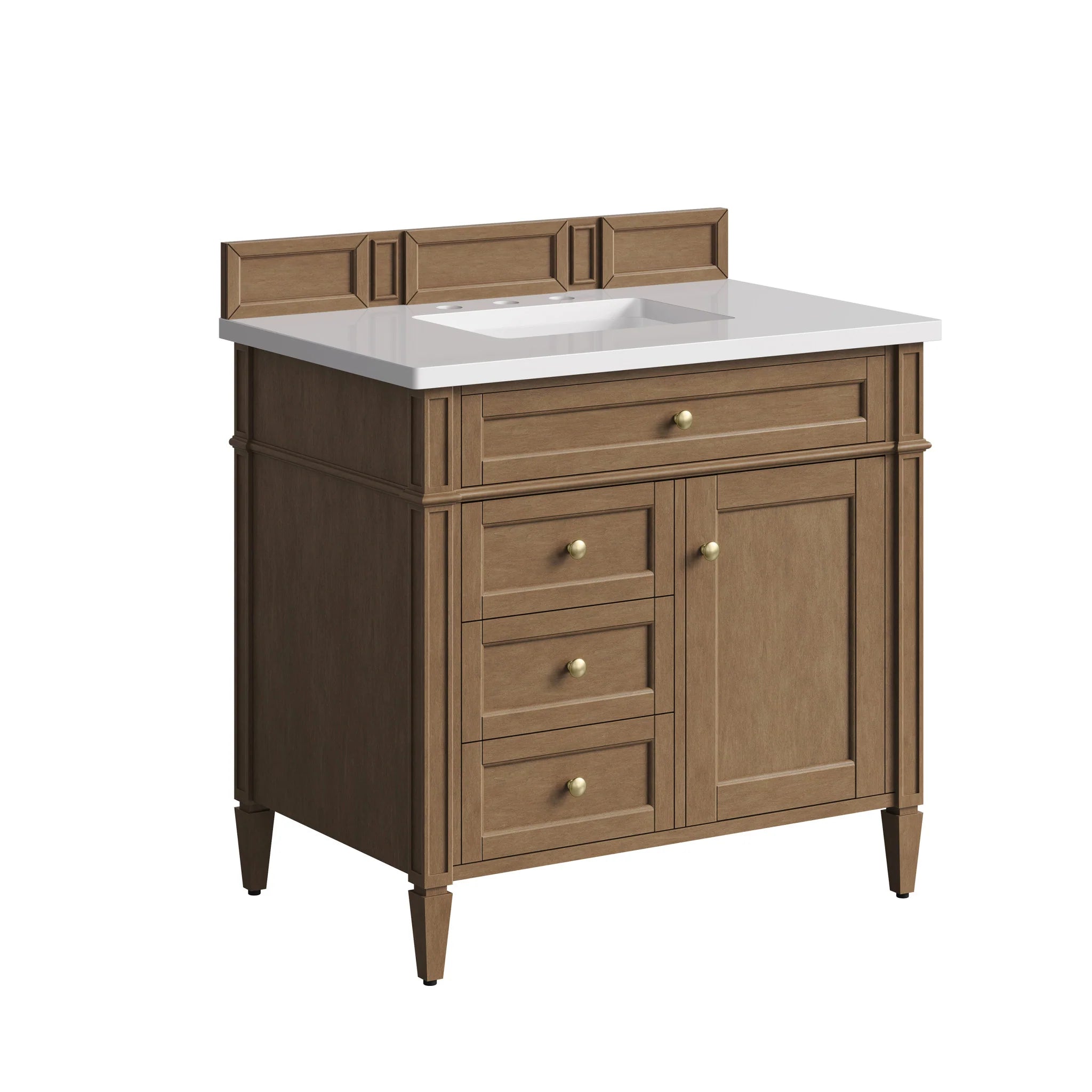 36" Brittany Single Vanity in Pecan by James Martin Vanities-White Zeus Silestone 9