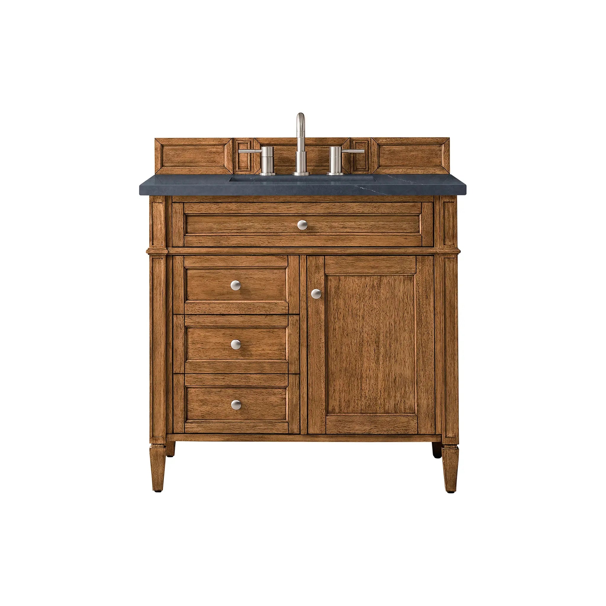 36" Brittany Single Vanity in Saddle Brown-Charcoal Soapstone Silestone-8" Widespread image