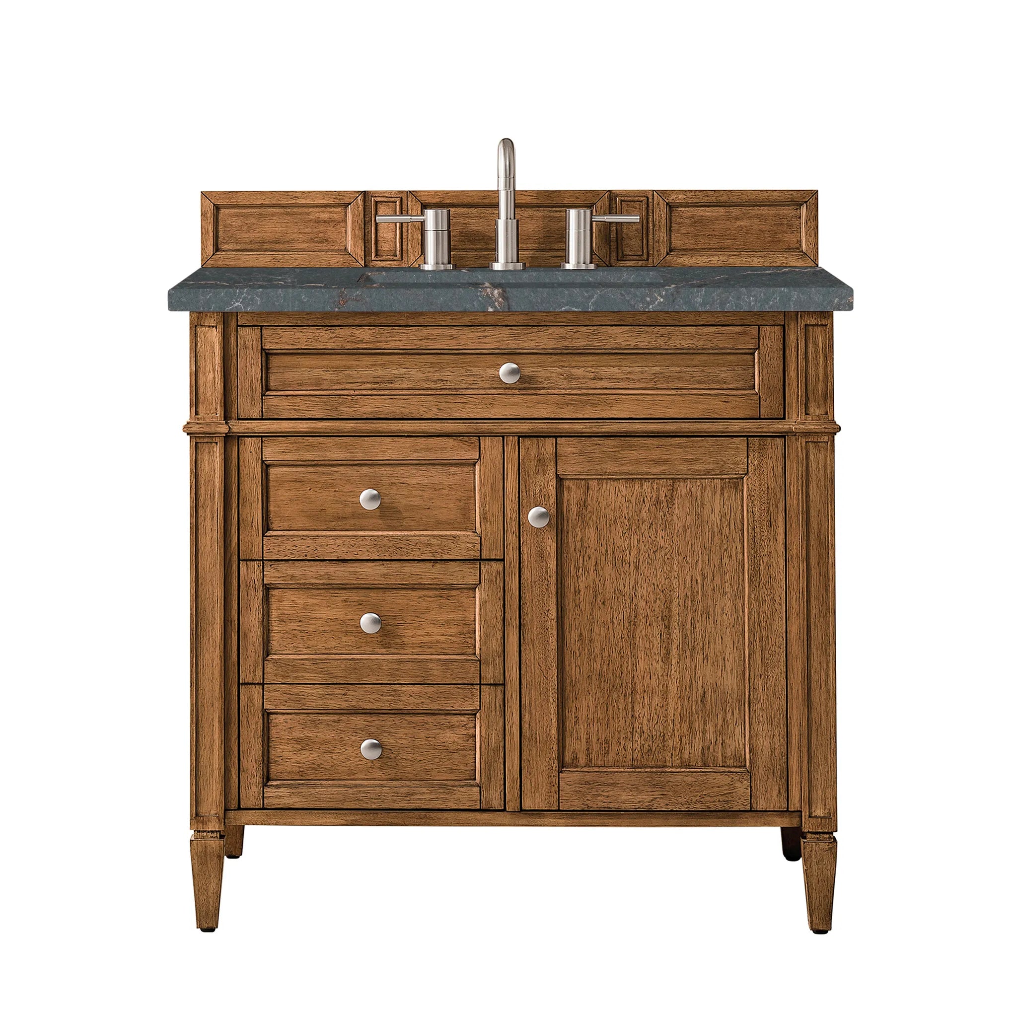 36" Brittany Single Vanity in Saddle Brown-Parisien Bleu Silestone-8" Widespread image