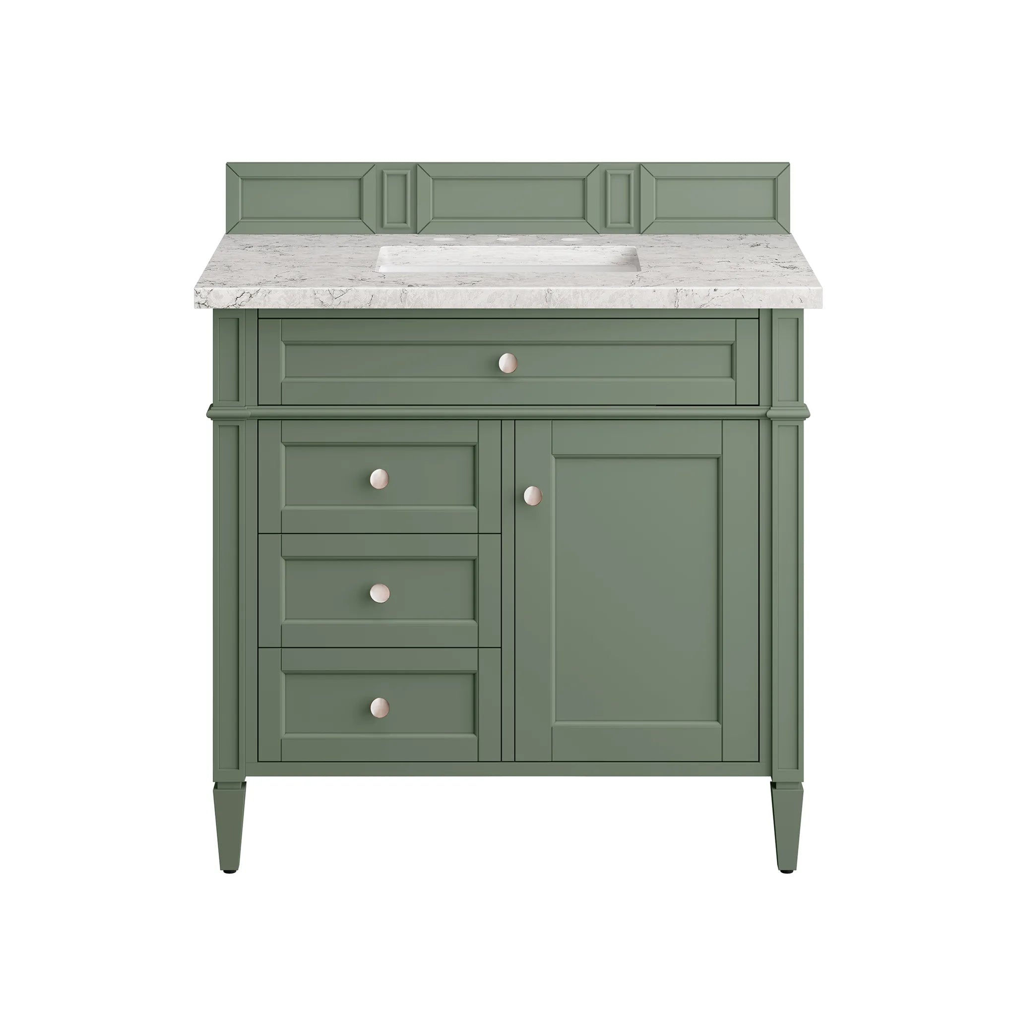 36" Brittany Single Vanity in Smokey Celadon-Eternal Jasmine Pearl Silestone-8" Widespread image 1