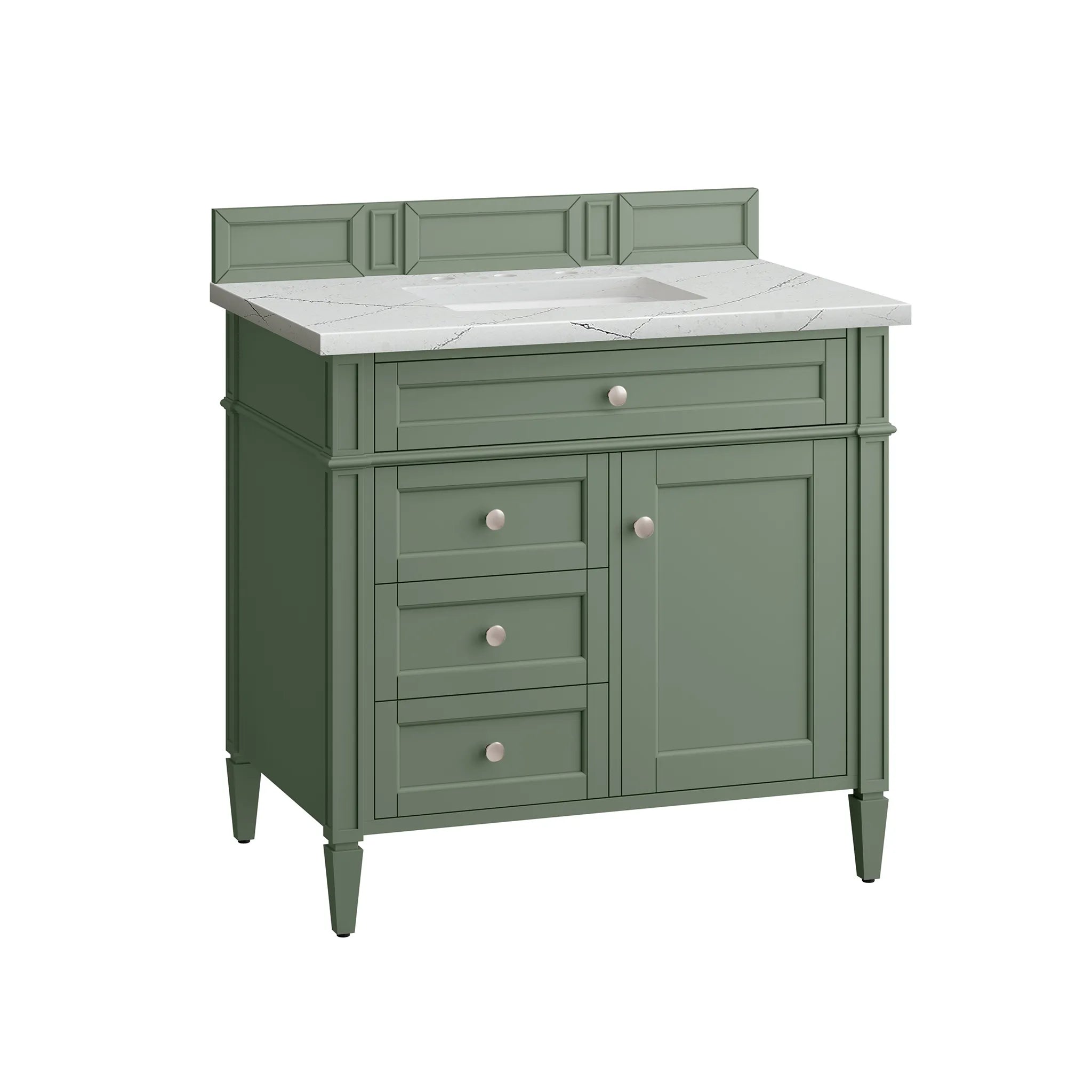 36" Brittany Single Vanity in Smokey Celadon-Ethereal Noctis Silestone-8" Widespread image 5